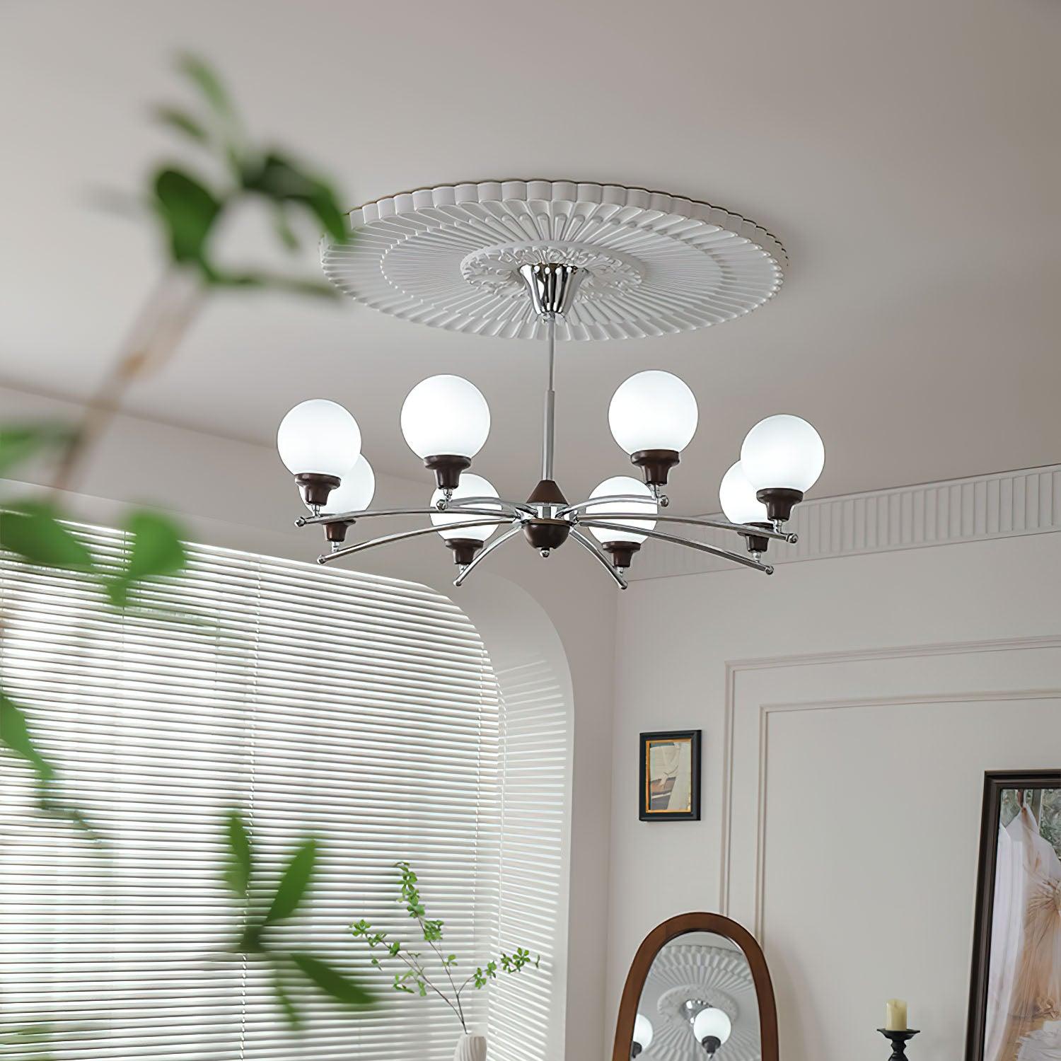Lustra Kronleuchter Walnuss Glaskugeln-Letslighting