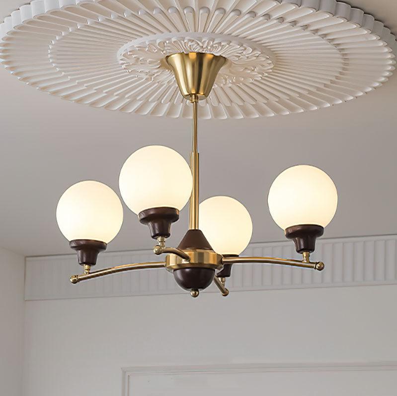 Lustra Kronleuchter Walnuss Glaskugeln-Letslighting