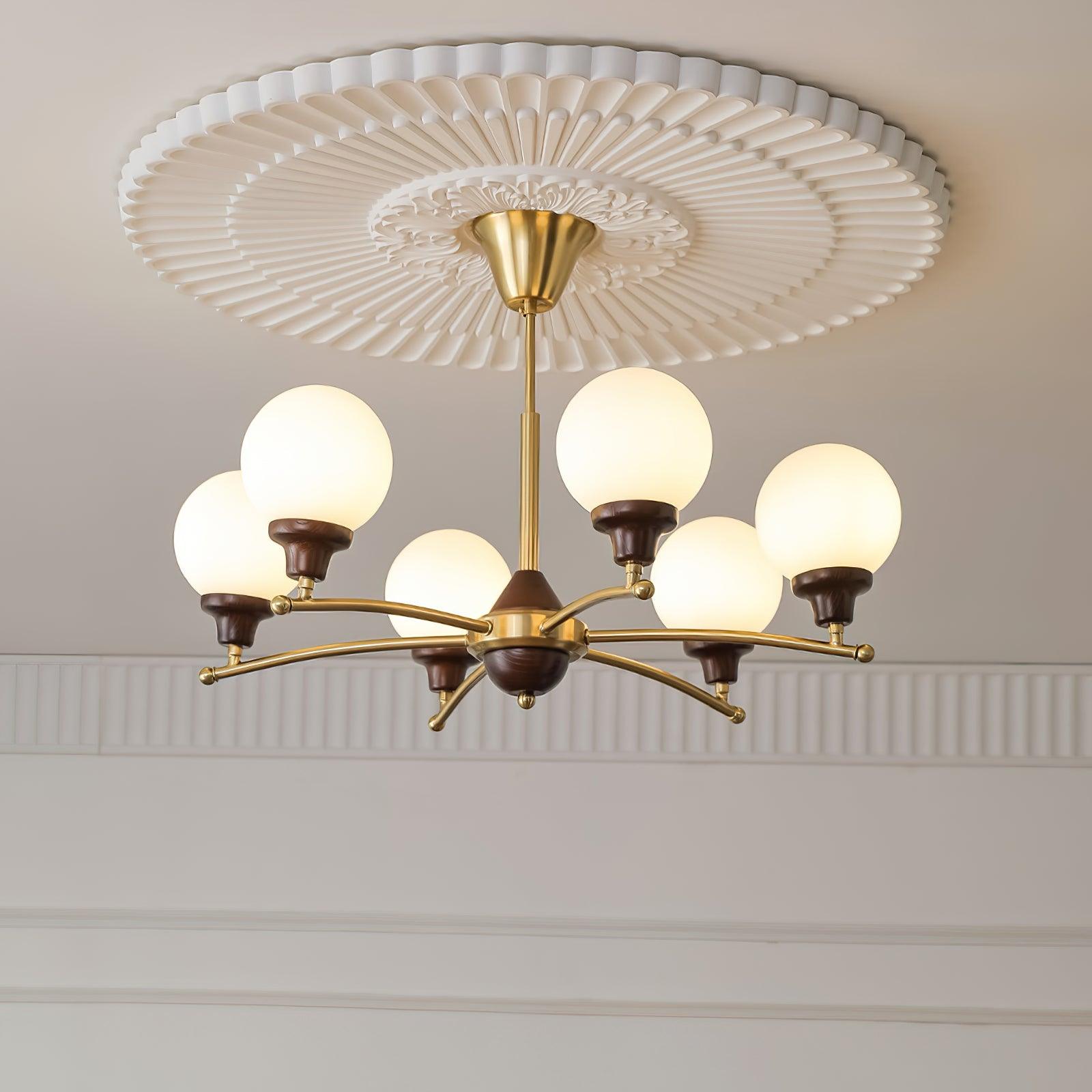 Lustra Kronleuchter Walnuss Glaskugeln-Letslighting
