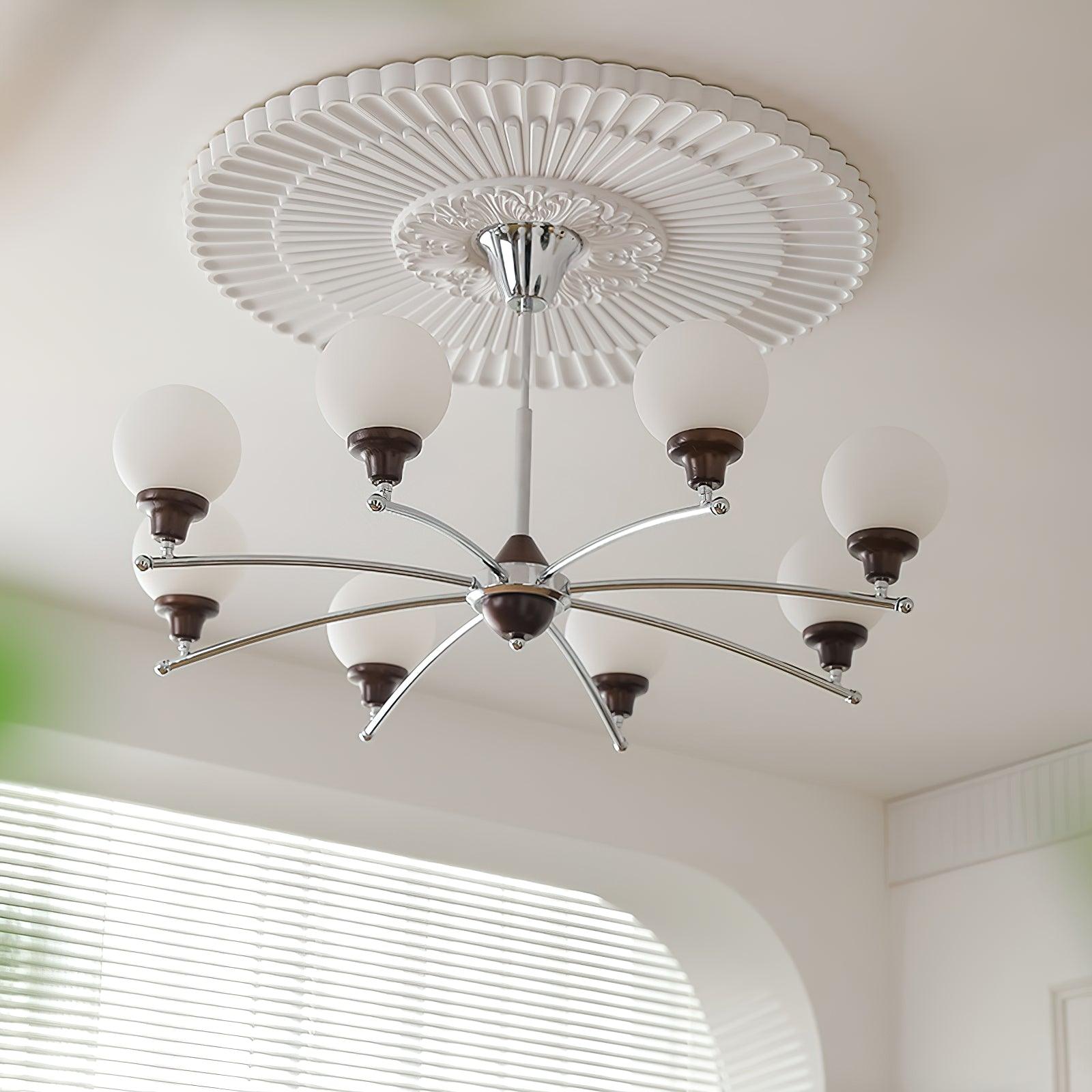 Lustra Kronleuchter Walnuss Glaskugeln-Letslighting