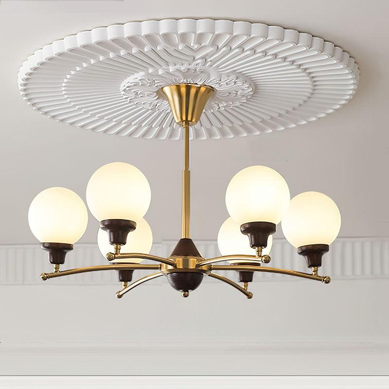 Lustra Kronleuchter Walnuss Glaskugeln-Letslighting