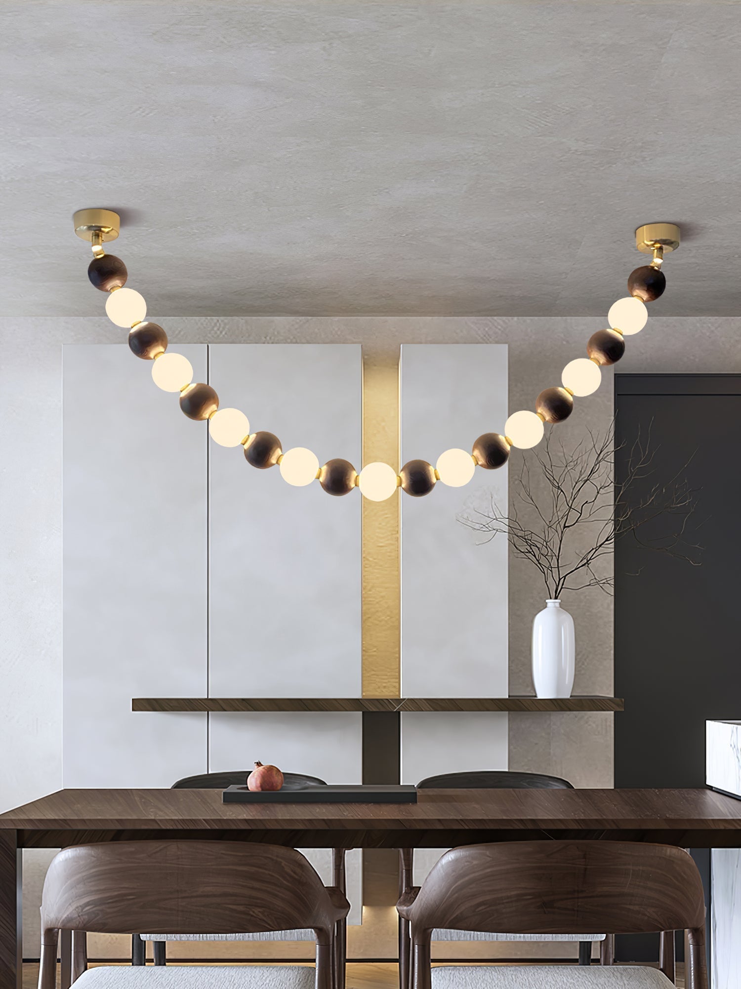 Aurora Kronleuchter-Nussbaumperlenkette-Letslighting