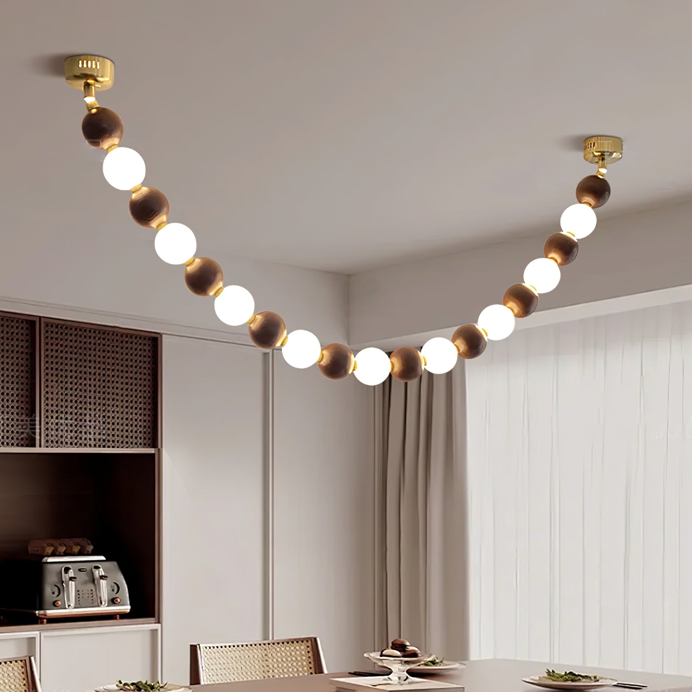 Aurora Kronleuchter-Nussbaumperlenkette-Letslighting