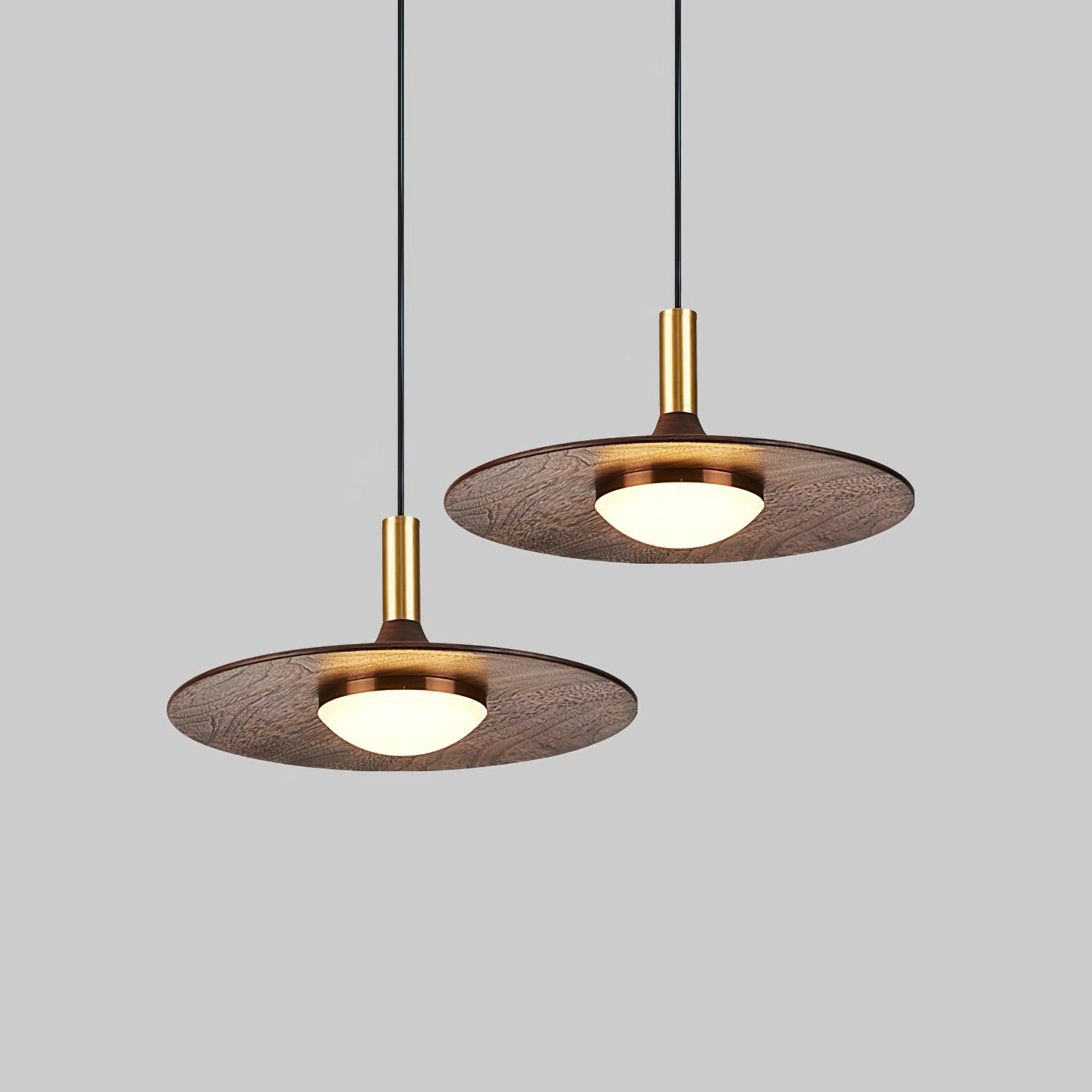 Walnut Wood Dish Pendant Light - Blowlighting