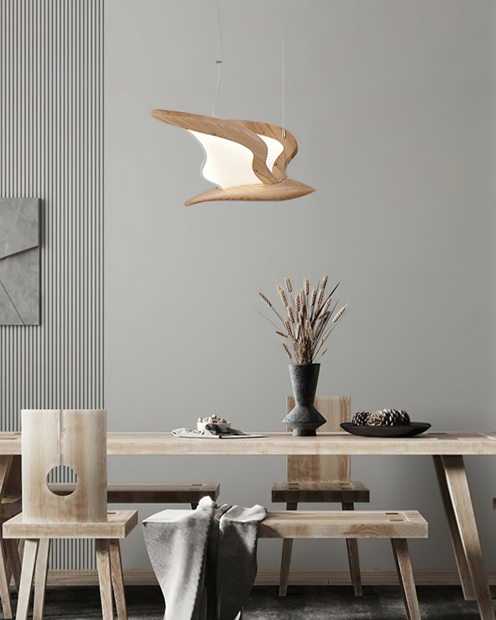 Lustra Kronleuchter Vogelform Holz Skulptur-Letslighting