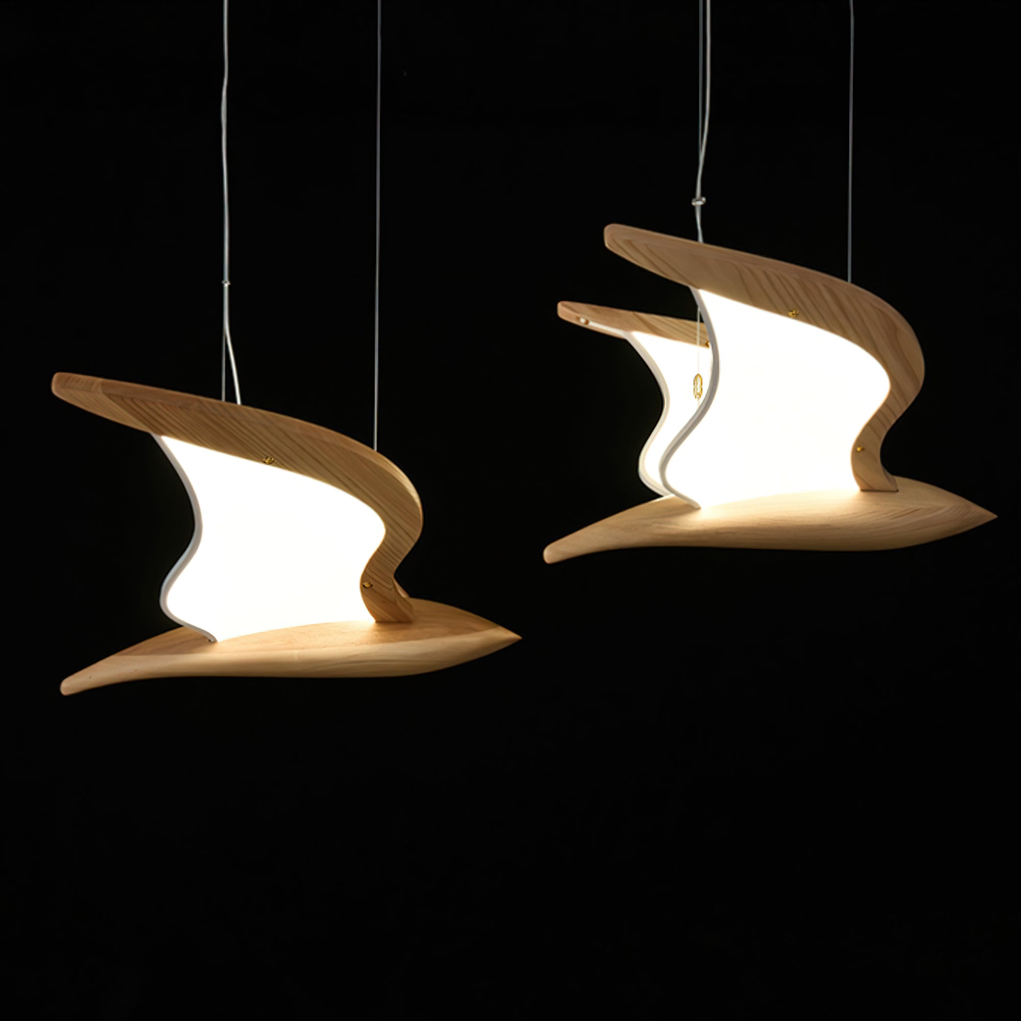 Lustra Kronleuchter Vogelform Holz Skulptur-Letslighting