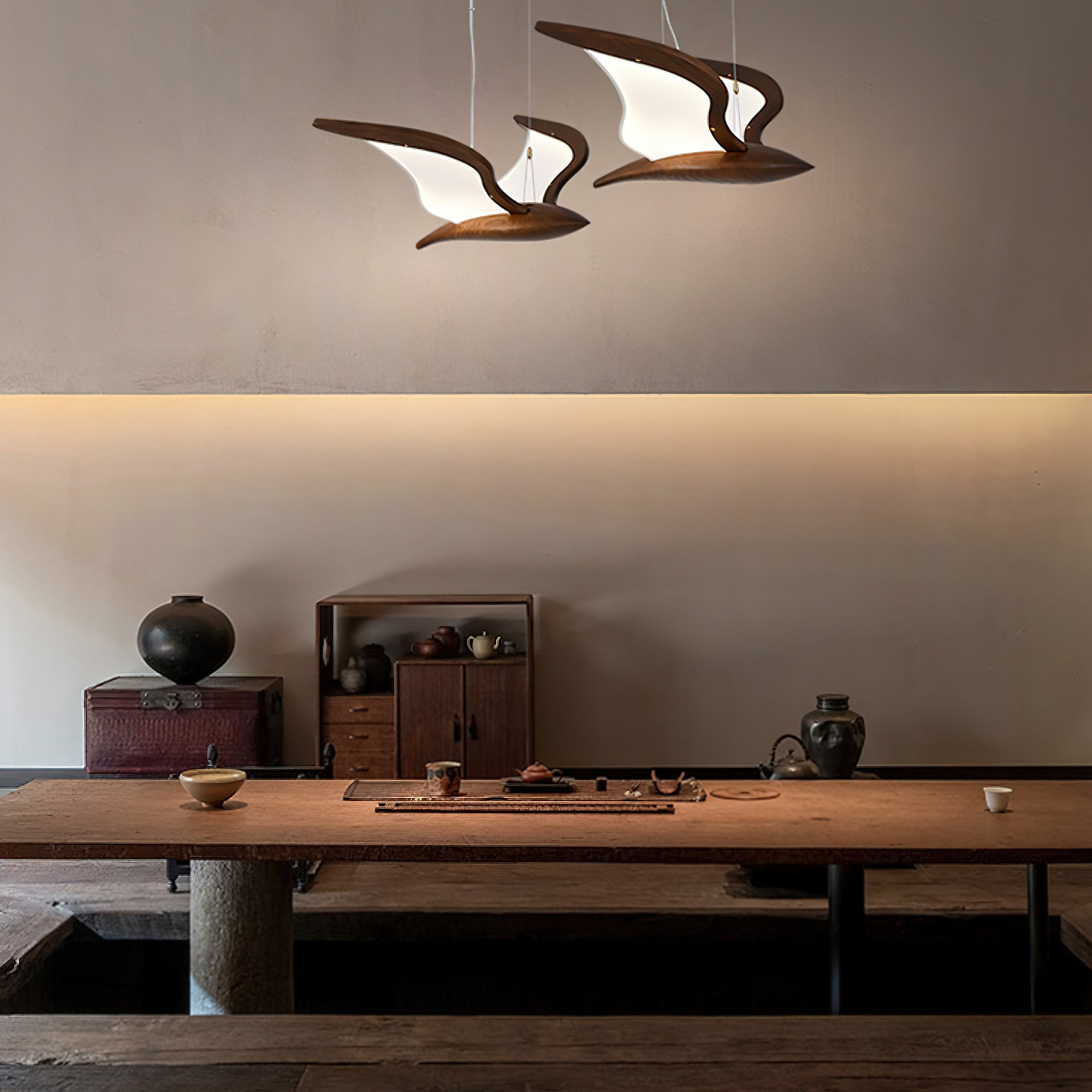 Lustra Kronleuchter Vogelform Holz Skulptur-Letslighting