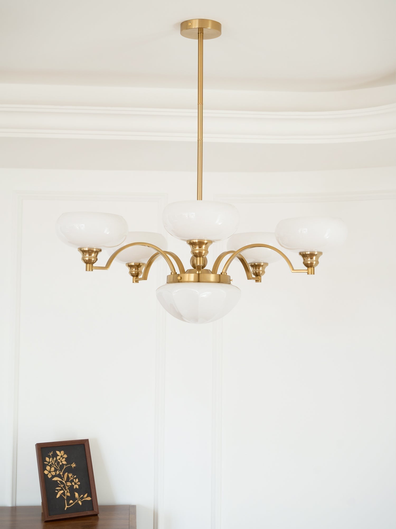 Lustra Kronleuchter Warre Satin Nickel Glas Eisen-Letslighting