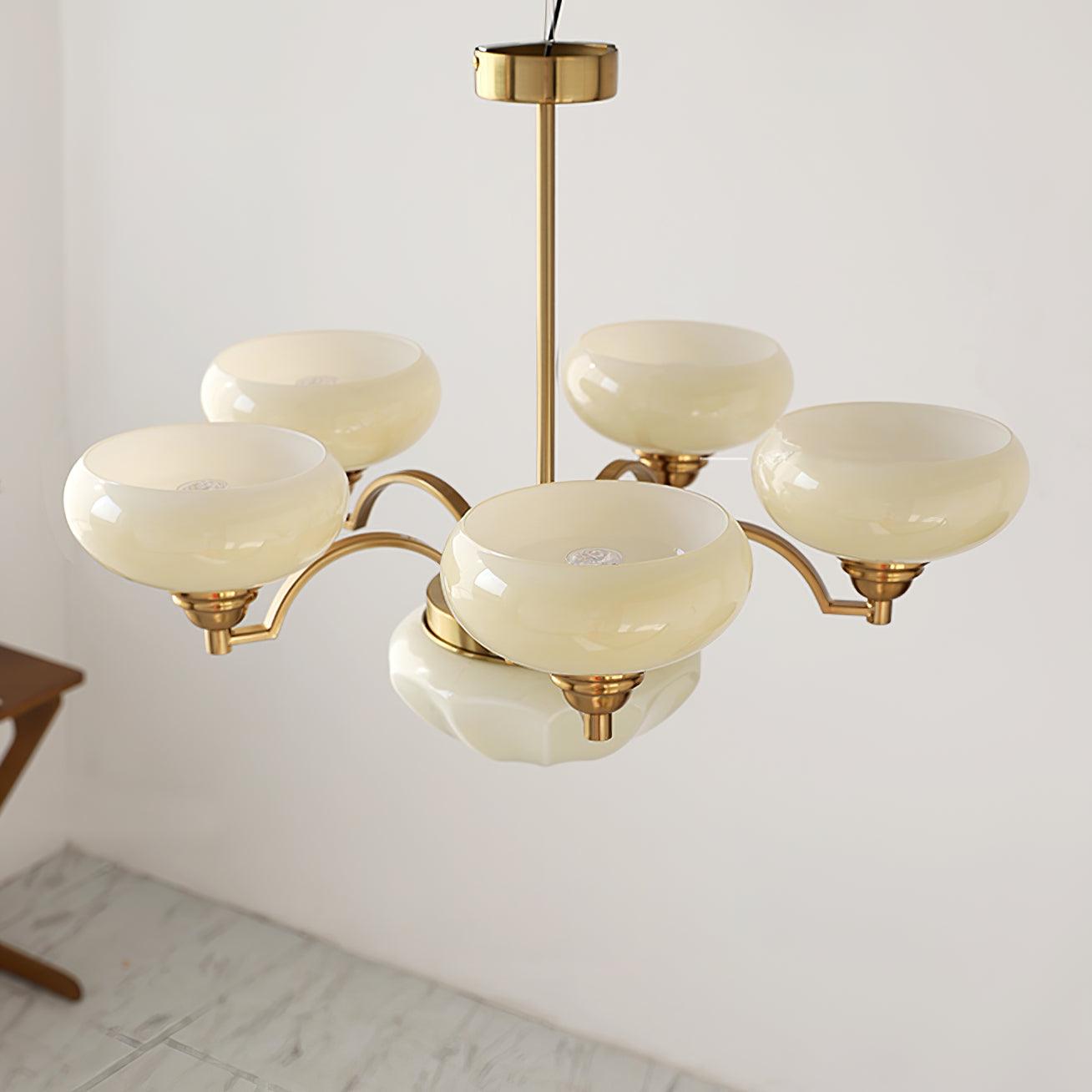 Lustra Kronleuchter Warre Satin Nickel Glas Eisen-Letslighting