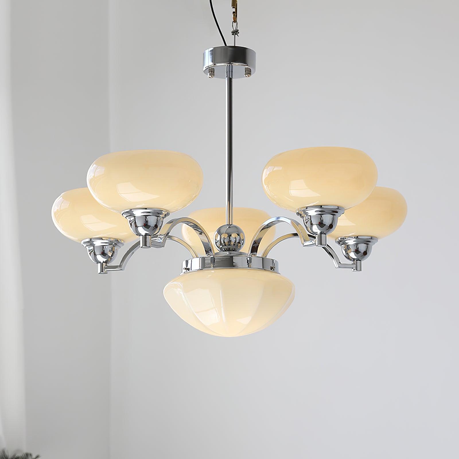 Lustra Kronleuchter Warre Satin Nickel Glas Eisen-Letslighting