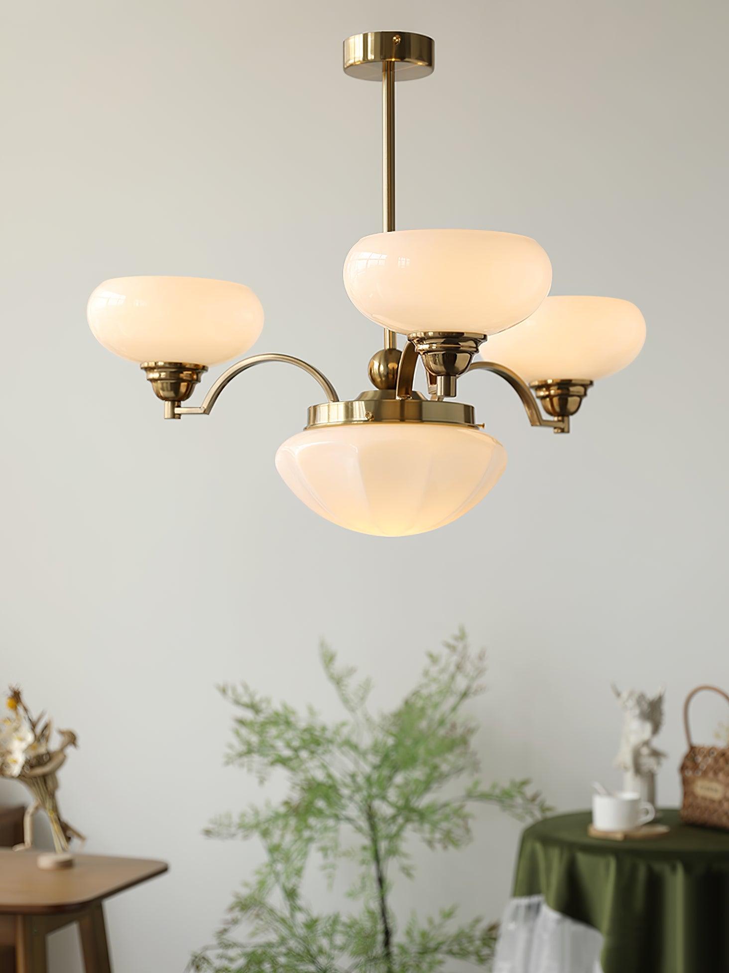Lustra Kronleuchter Warre Satin Nickel Glas Eisen-Letslighting