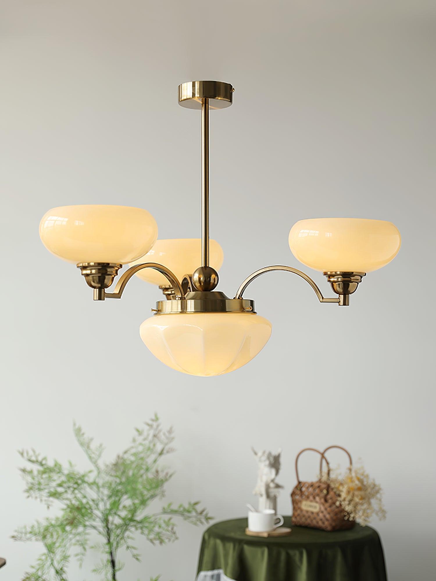 Lustra Kronleuchter Warre Satin Nickel Glas Eisen-Letslighting