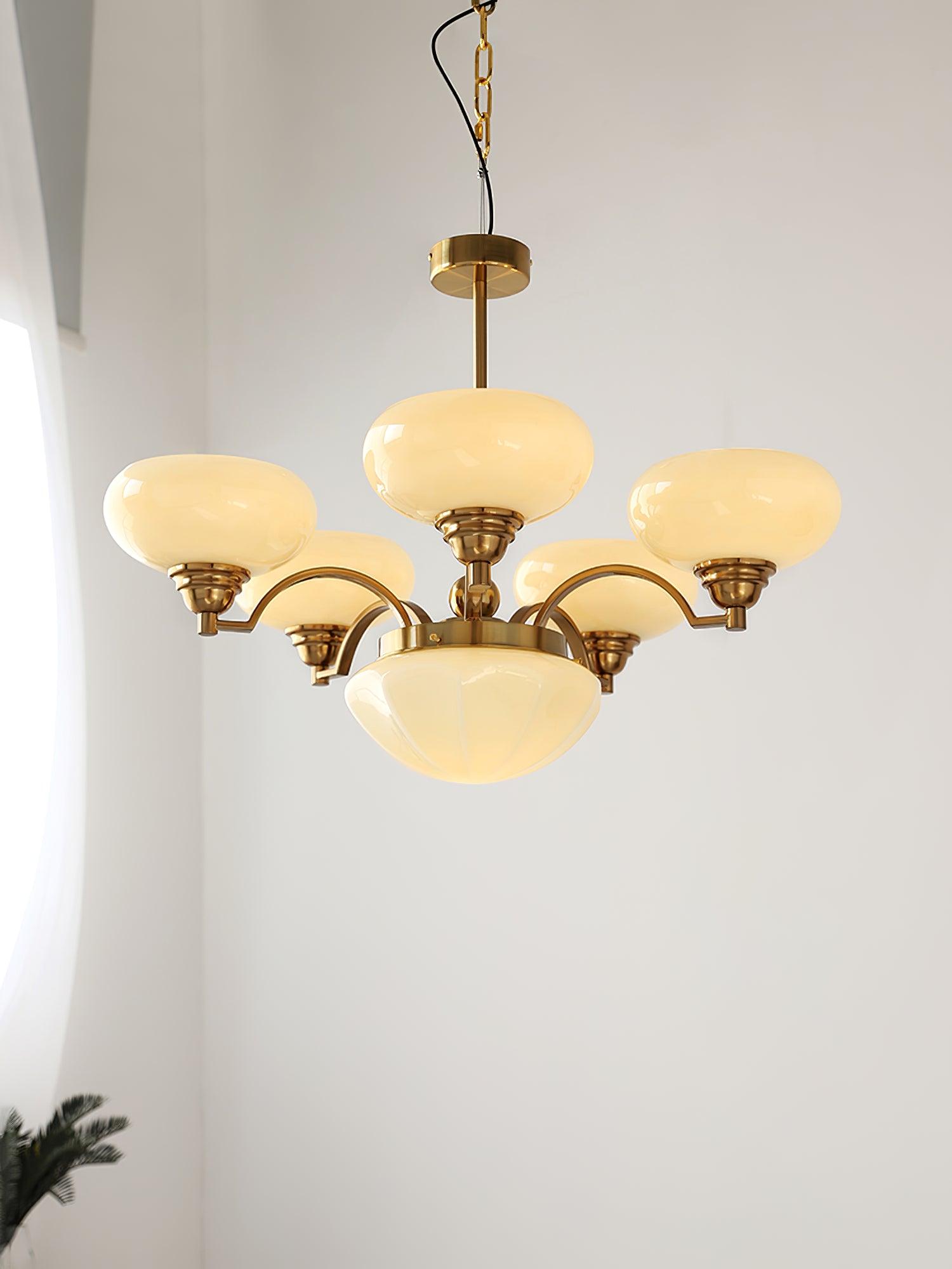 Lustra Kronleuchter Warre Satin Nickel Glas Eisen-Letslighting