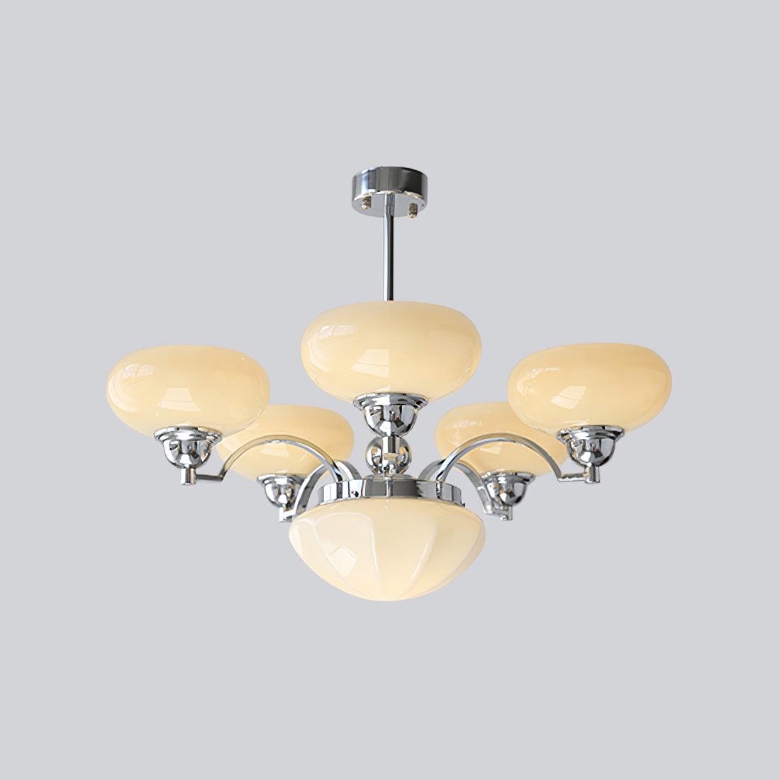 Lustra Kronleuchter Warre Satin Nickel Glas Eisen-Letslighting