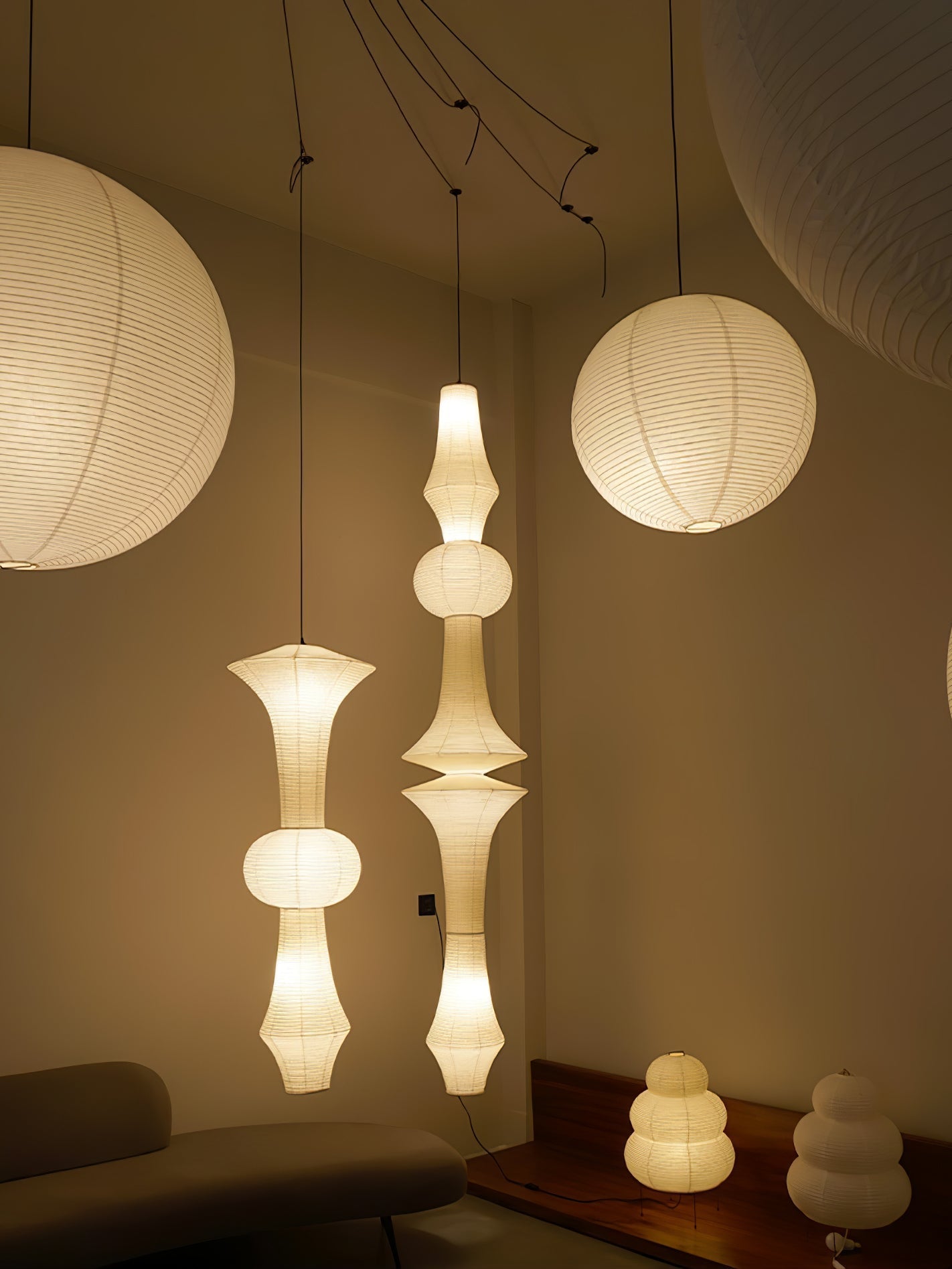 Washi Paper E Pendant Light - Blowlighting
