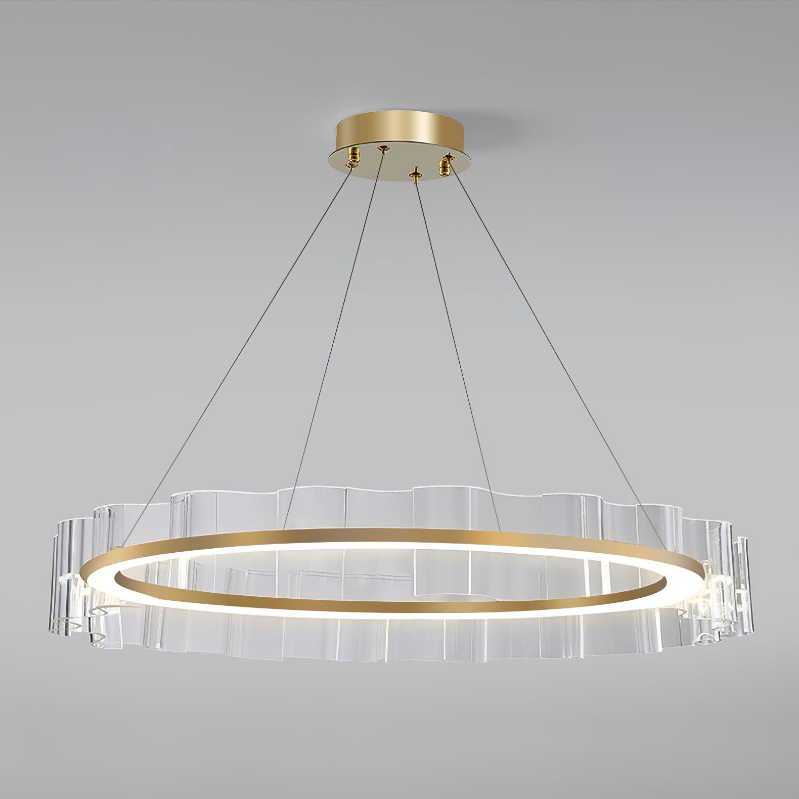 Acoustic Postmodern Luxury Water Wave Glass Metal Chandelier - Blowlighting