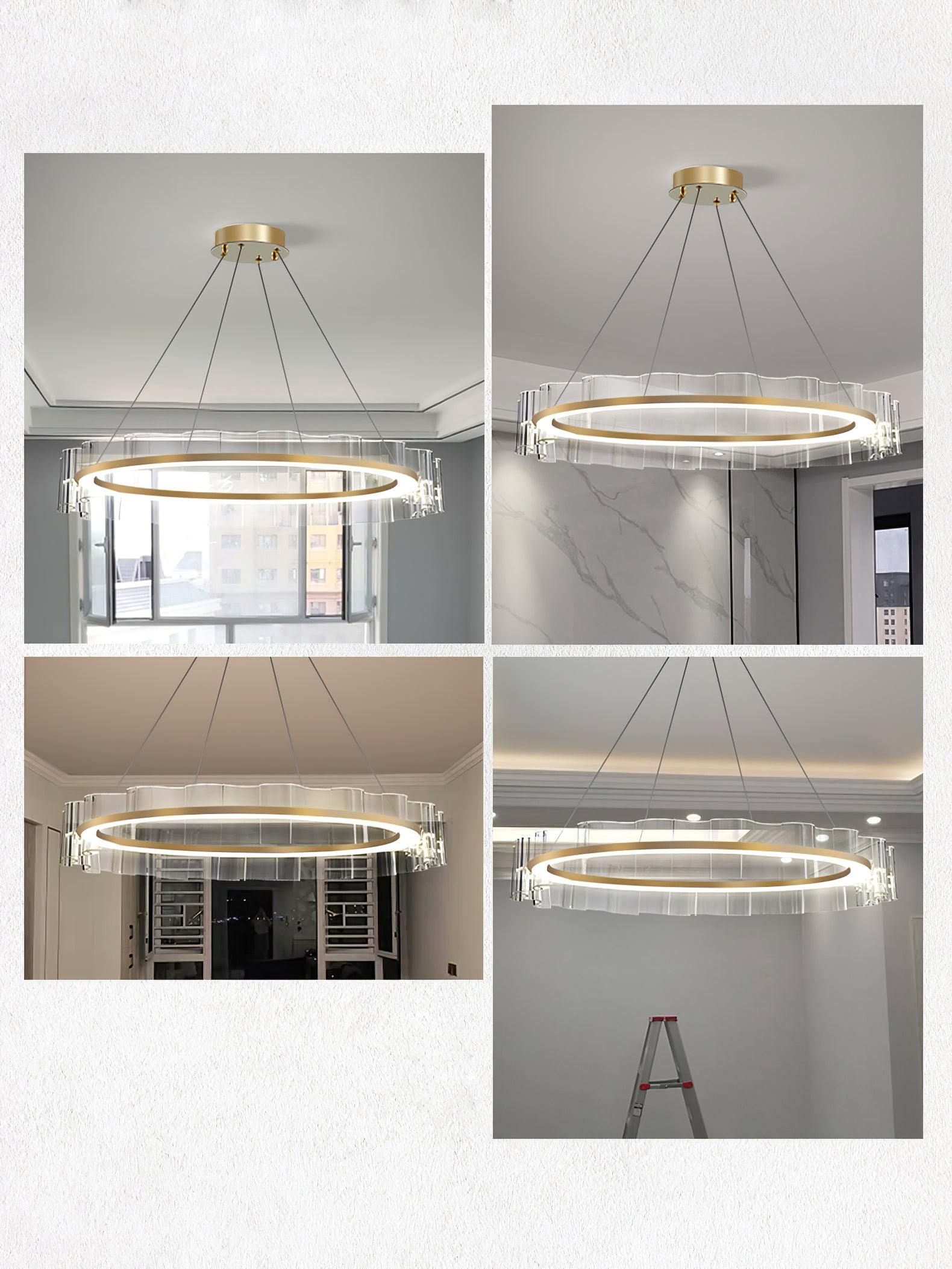 Acoustic Postmodern Luxury Water Wave Glass Metal Chandelier - Blowlighting