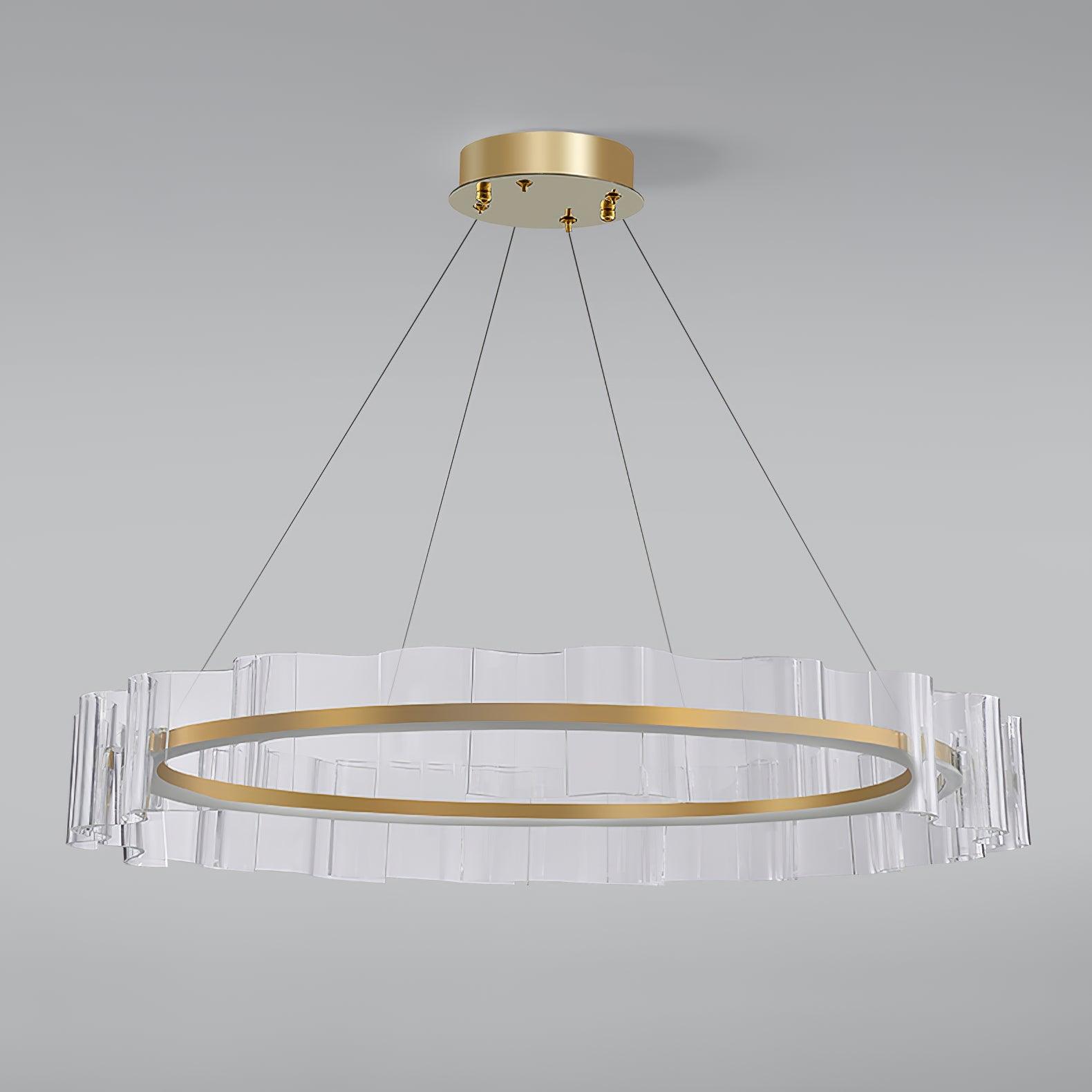 Acoustic Postmodern Luxury Water Wave Glass Metal Chandelier - Blowlighting