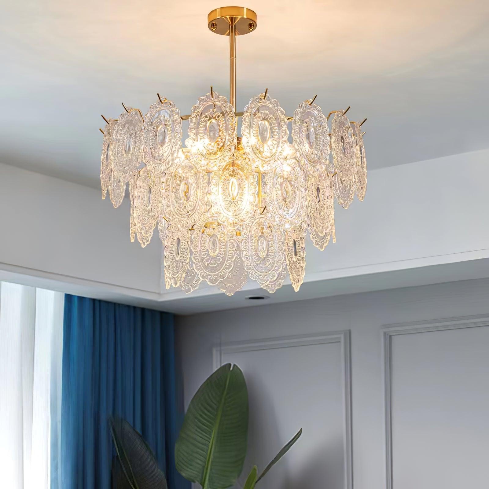 Lustra Lüster Welle Glas Schmiedeeisen Elegant-Letslighting