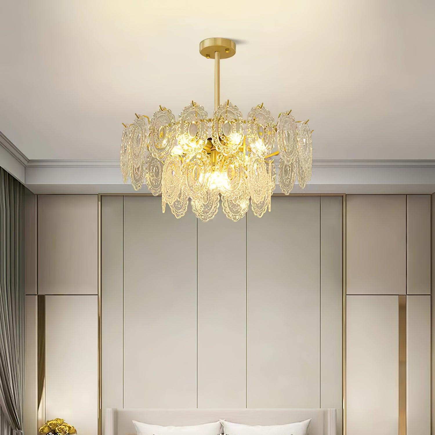 Lustra Lüster Welle Glas Schmiedeeisen Elegant-Letslighting