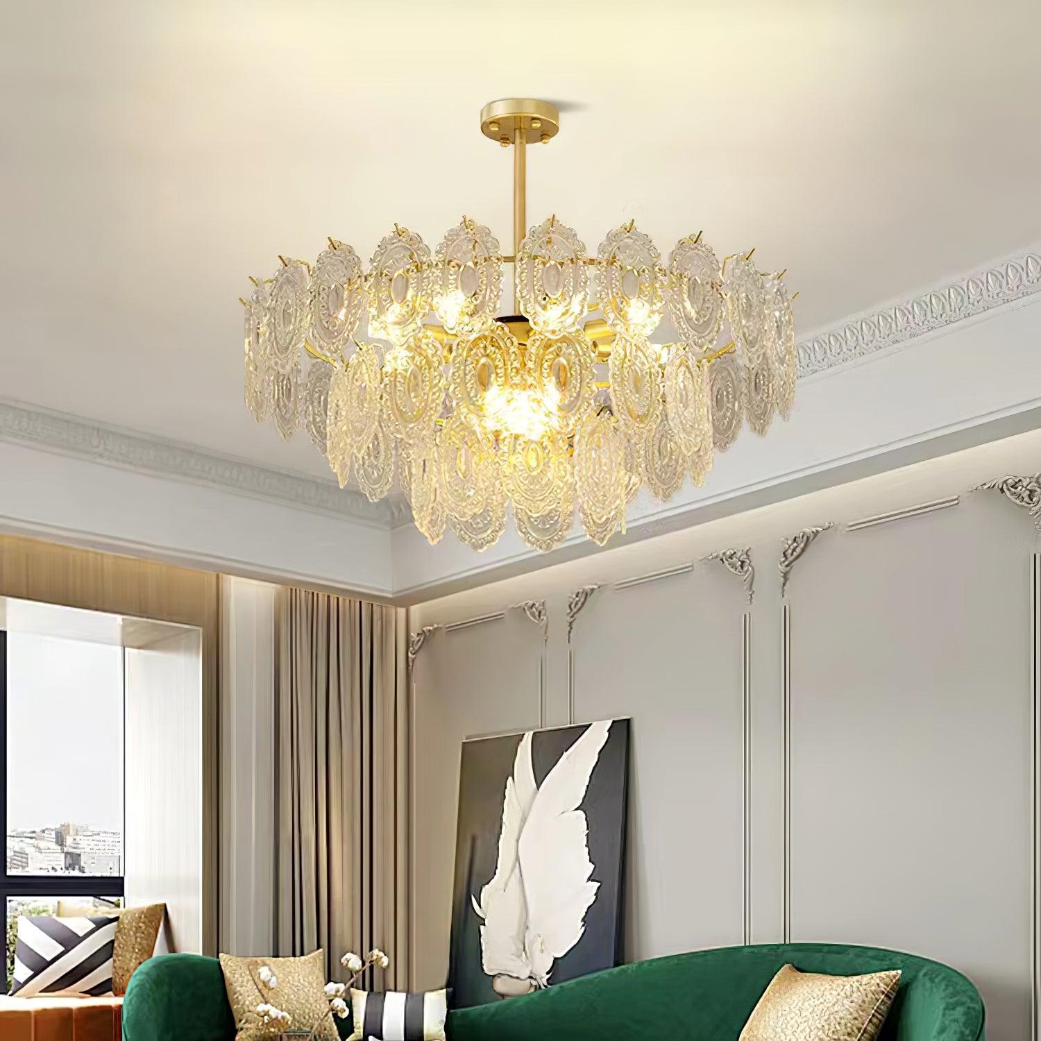 Lustra Lüster Welle Glas Schmiedeeisen Elegant-Letslighting
