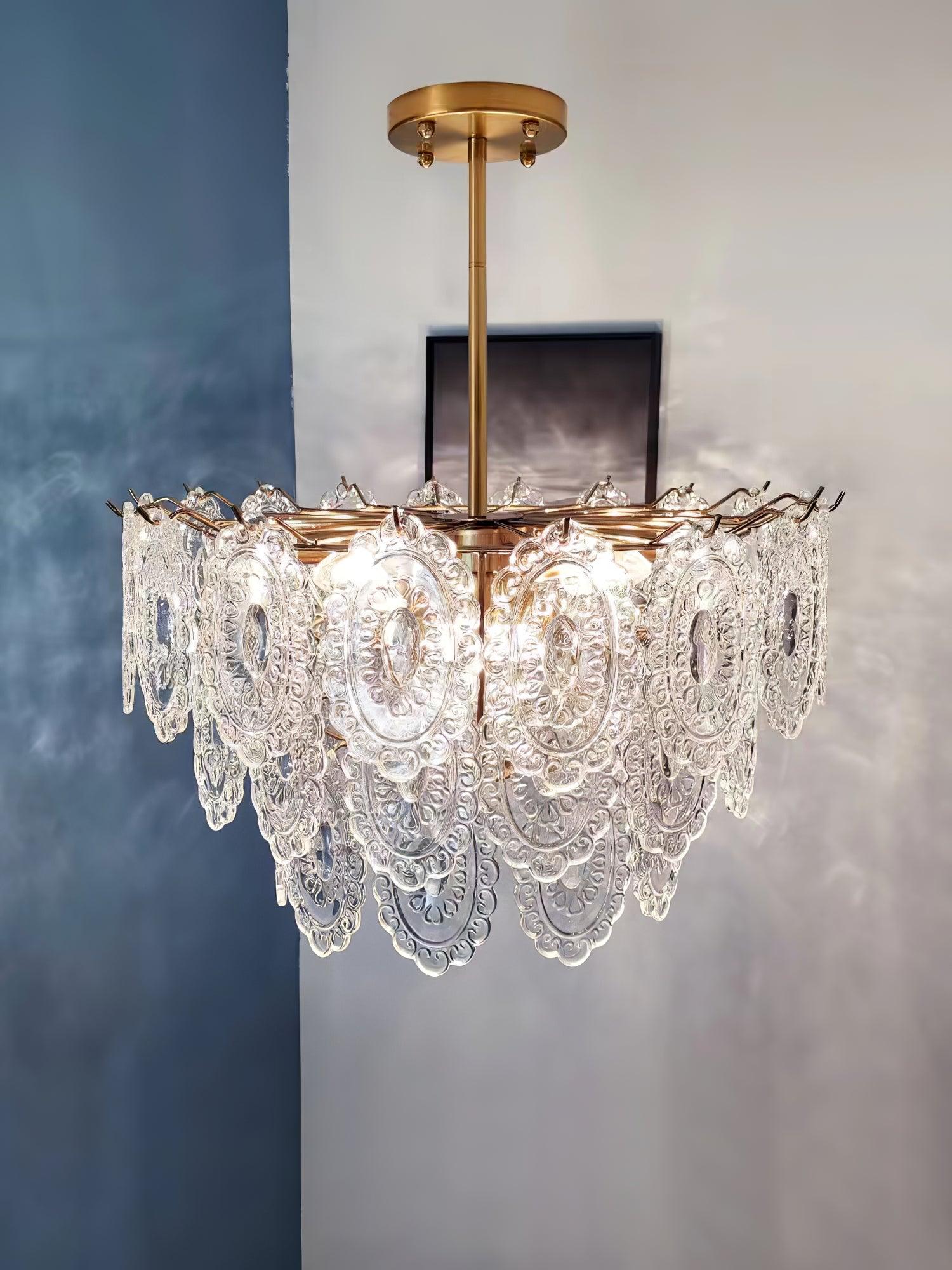 Lustra Lüster Welle Glas Schmiedeeisen Elegant-Letslighting