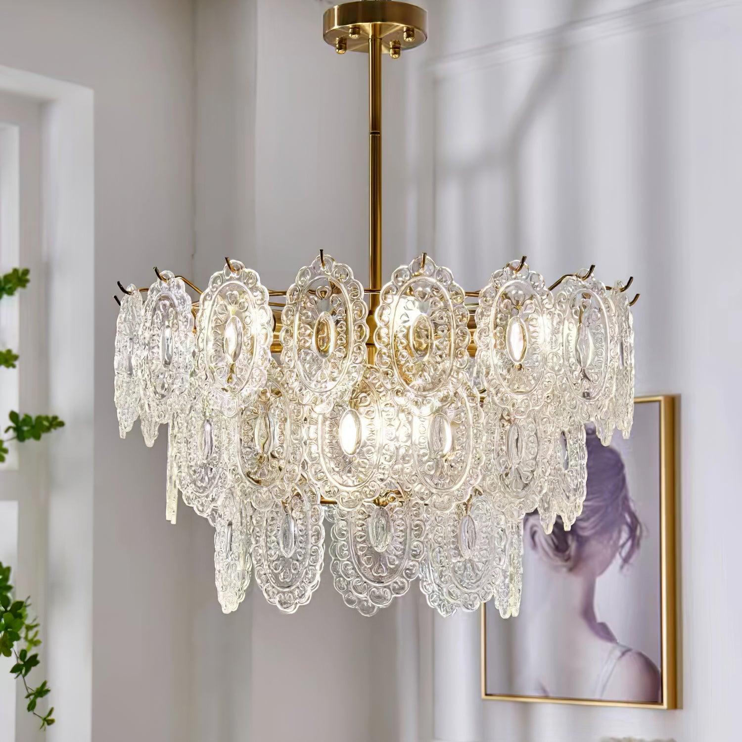 Lustra Lüster Welle Glas Schmiedeeisen Elegant-Letslighting