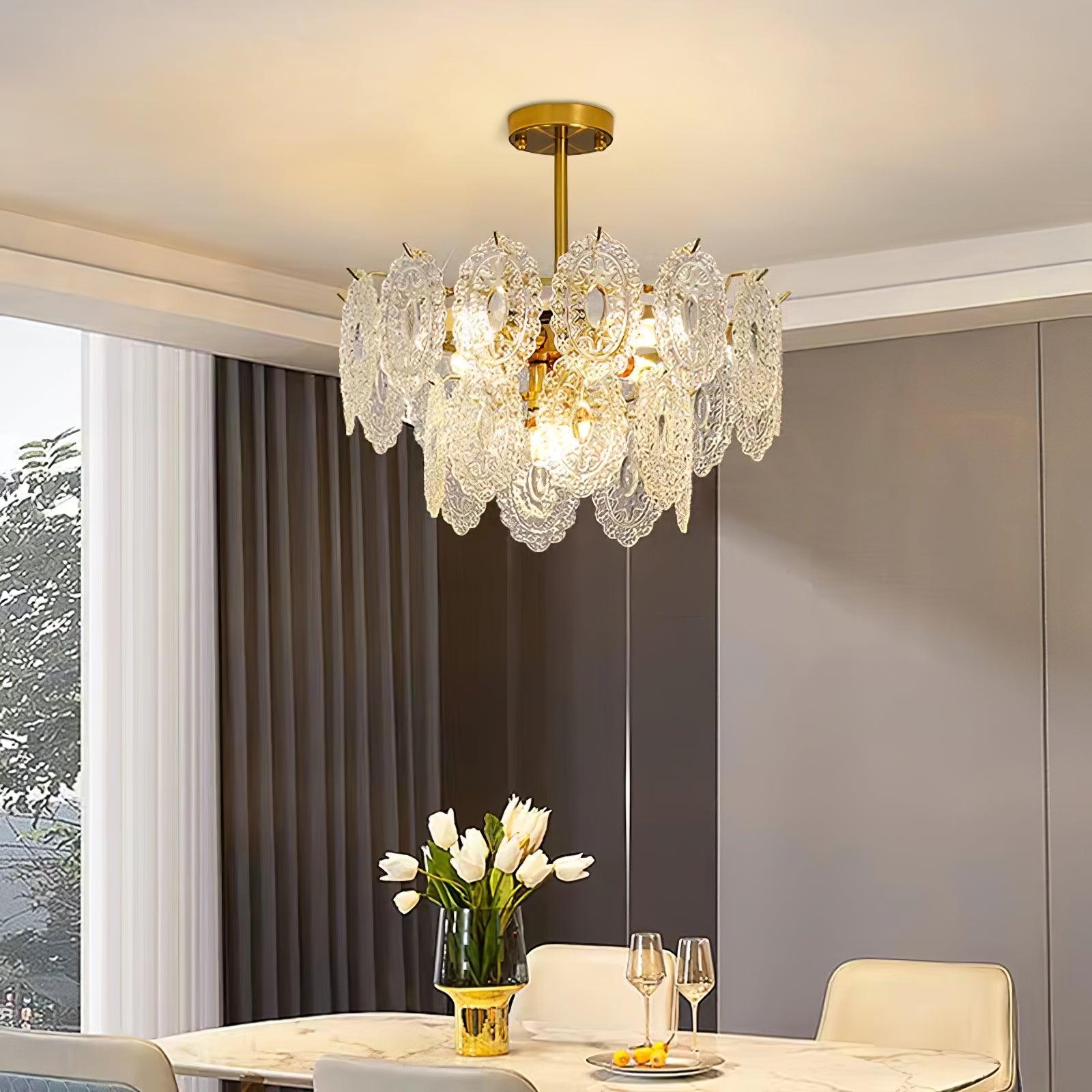 Lustra Lüster Welle Glas Schmiedeeisen Elegant-Letslighting