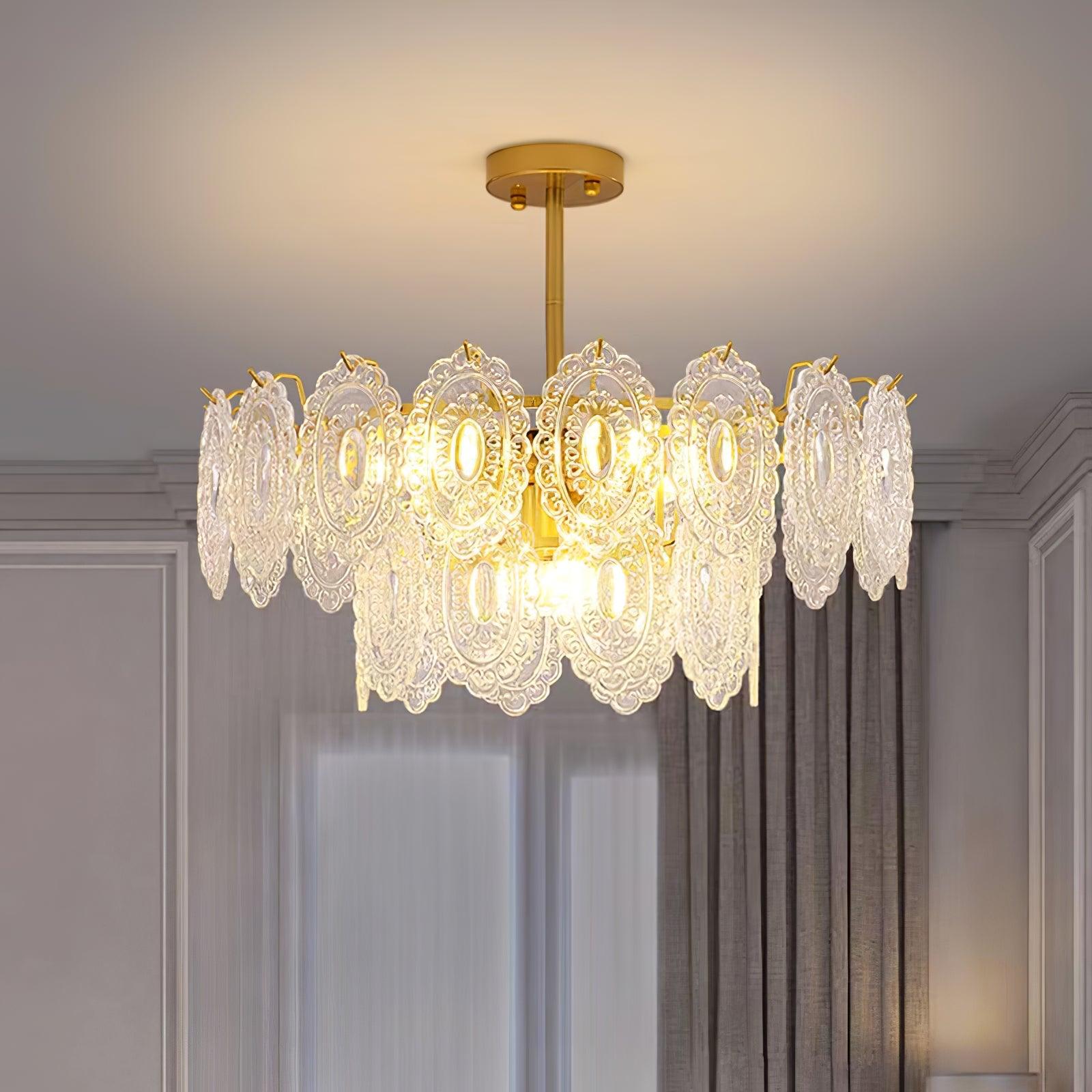 Lustra Lüster Welle Glas Schmiedeeisen Elegant-Letslighting