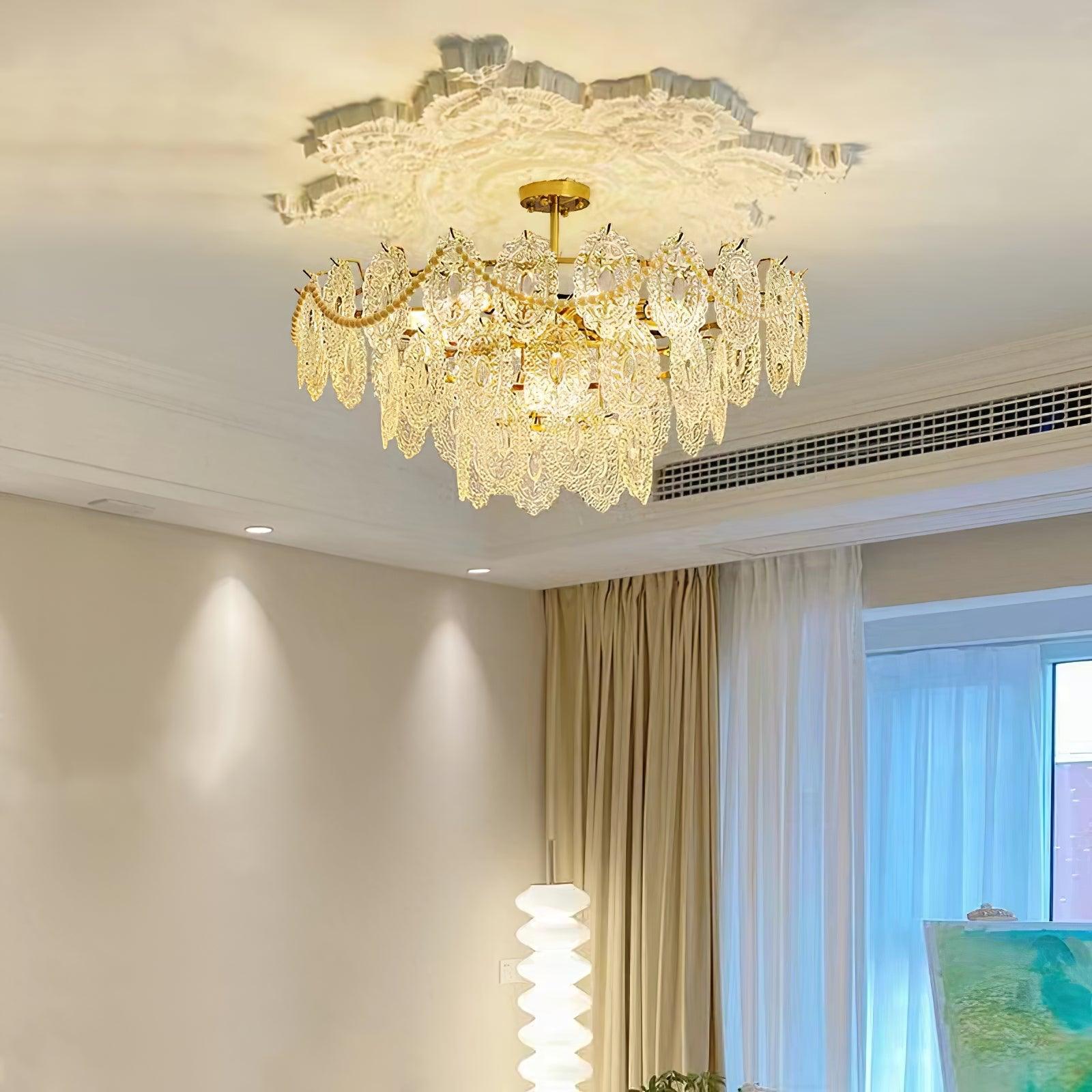 Lustra Lüster Welle Glas Schmiedeeisen Elegant-Letslighting