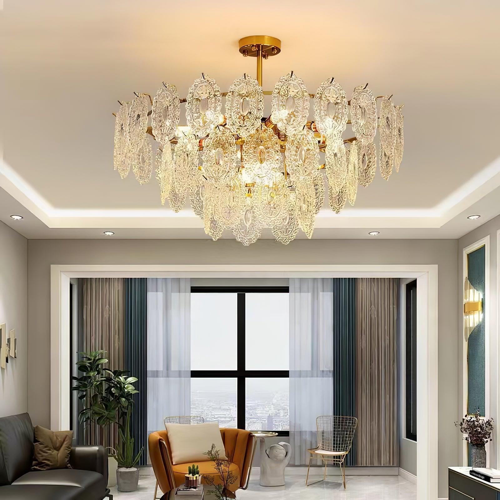 Lustra Lüster Welle Glas Schmiedeeisen Elegant-Letslighting