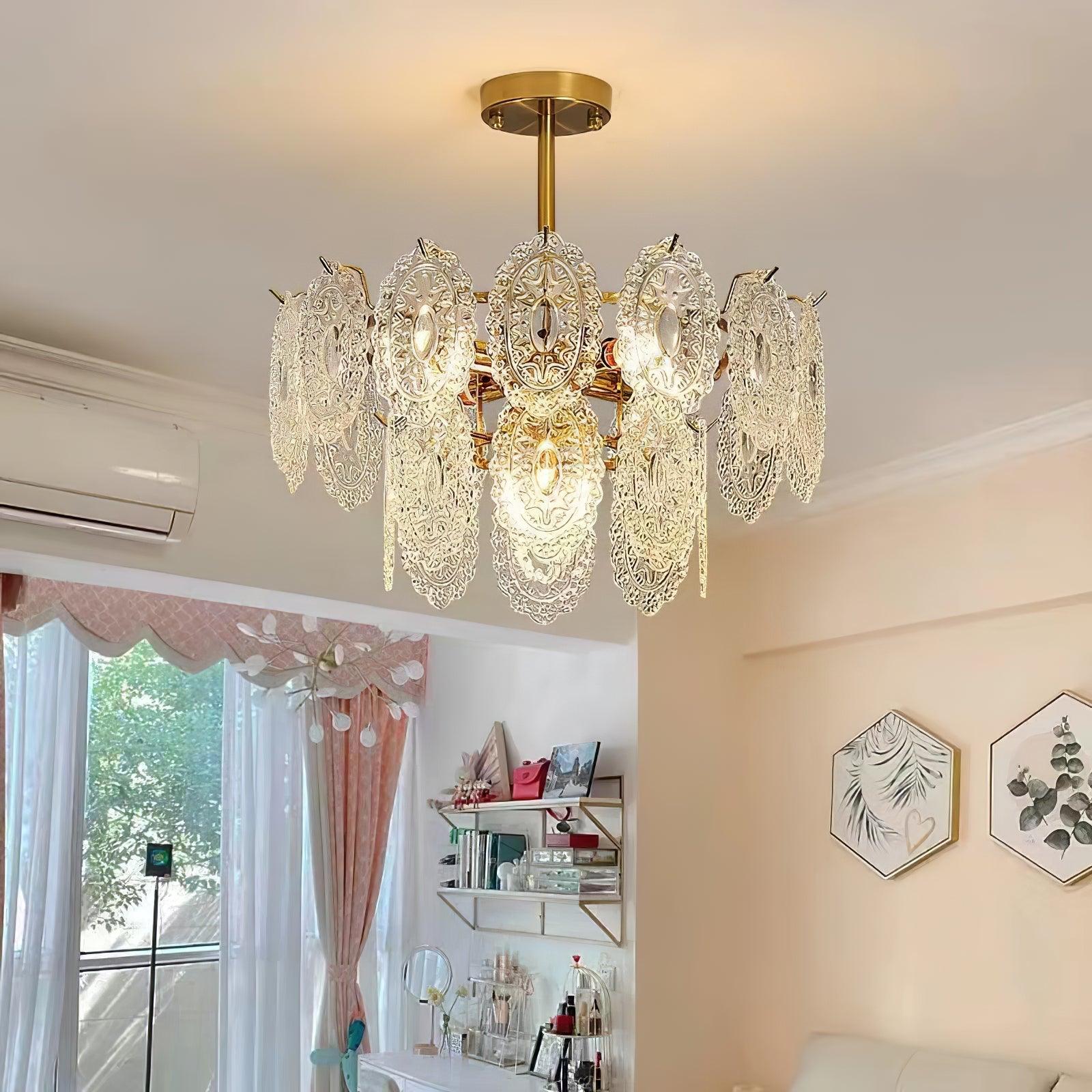 Lustra Lüster Welle Glas Schmiedeeisen Elegant-Letslighting