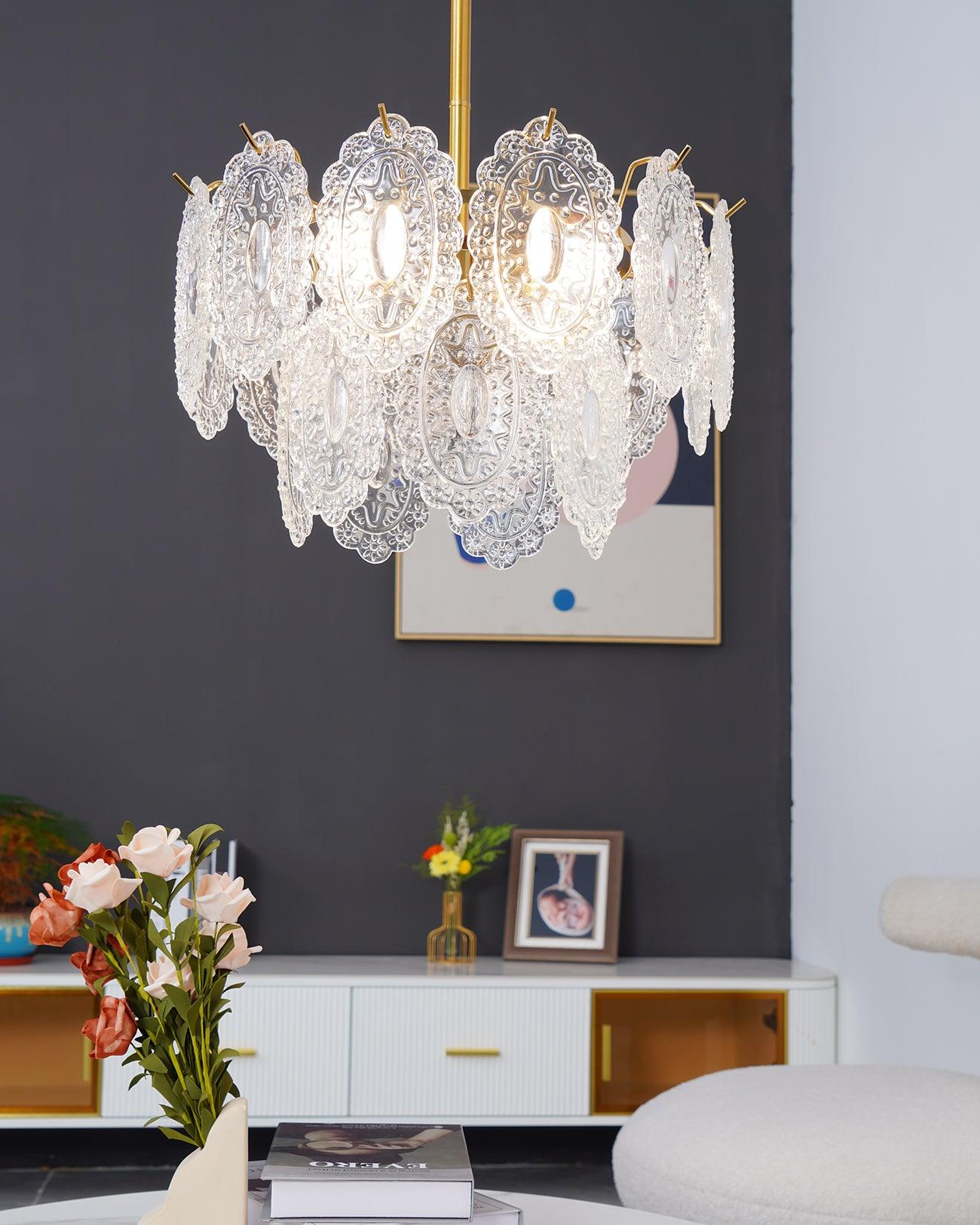 Lustra Lüster Welle Glas Schmiedeeisen Elegant-Letslighting