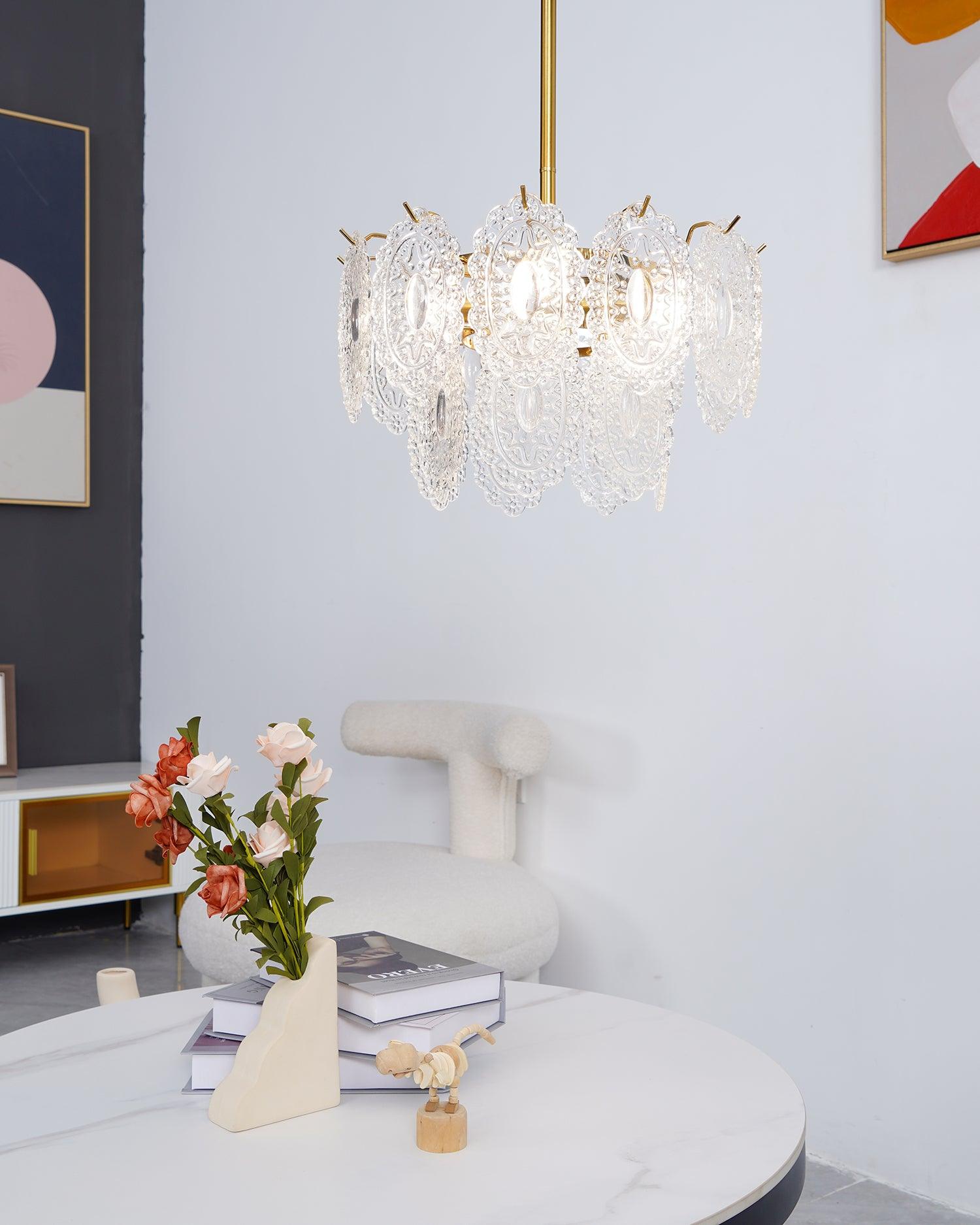 Lustra Lüster Welle Glas Schmiedeeisen Elegant-Letslighting