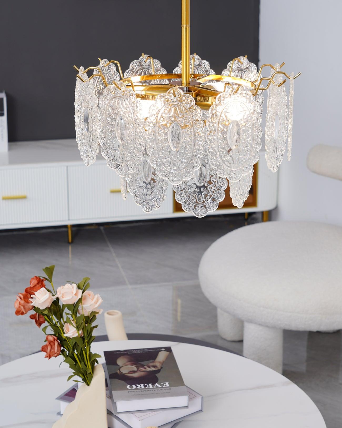 Lustra Lüster Welle Glas Schmiedeeisen Elegant-Letslighting