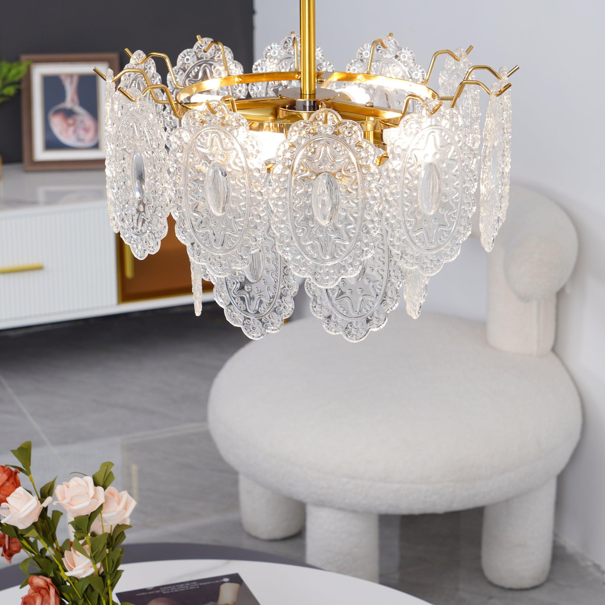 Lustra Lüster Welle Glas Schmiedeeisen Elegant-Letslighting