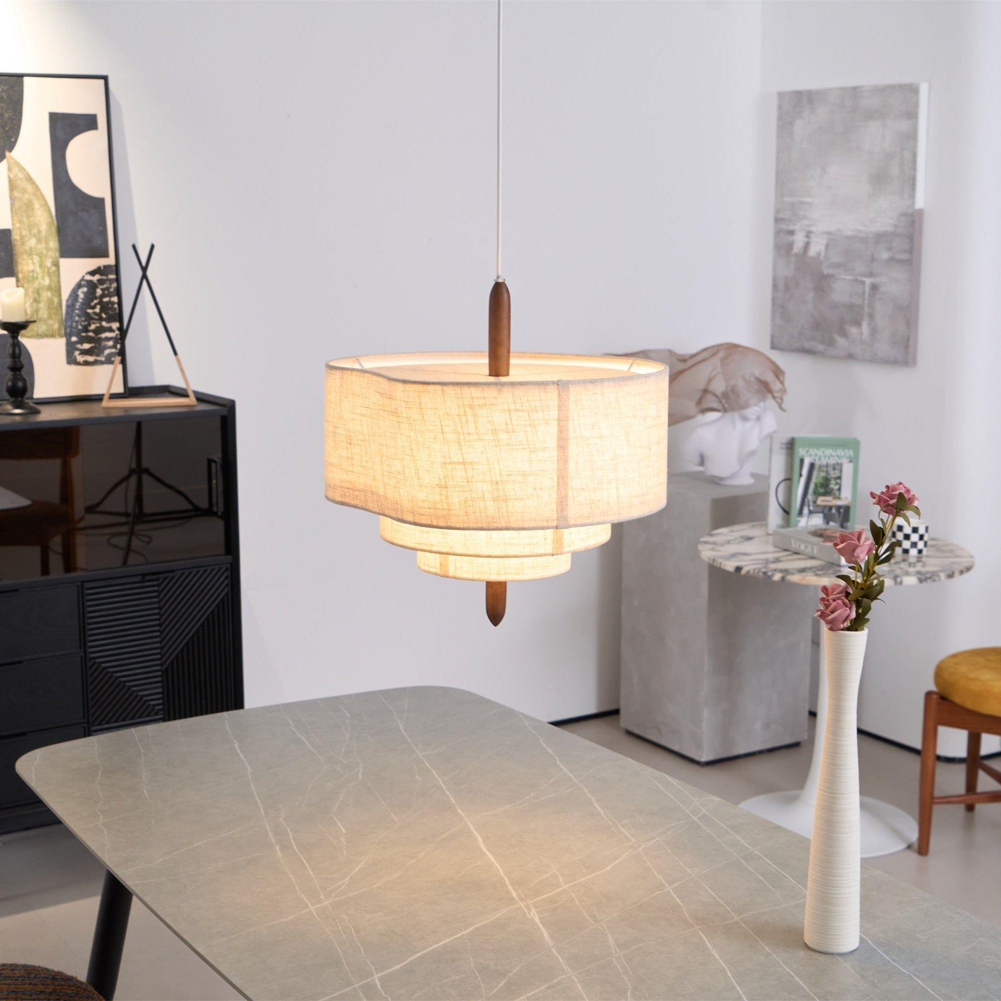 Eldorora Elegante Wellenleiter Holz Stoff Pendelleuchte-Letslighting