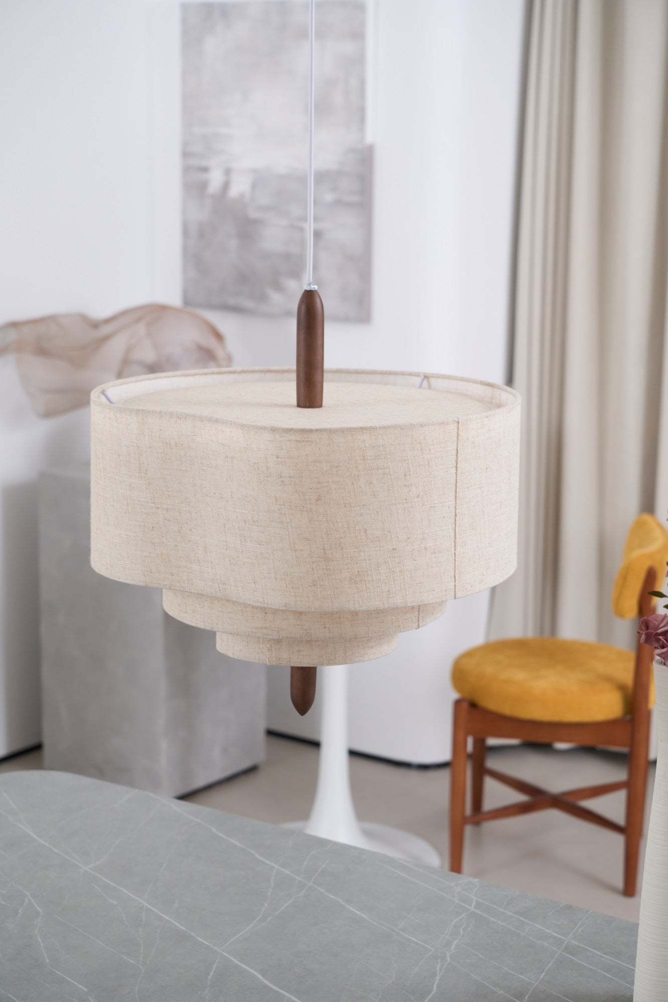 Eldorora Elegante Wellenleiter Holz Stoff Pendelleuchte-Letslighting