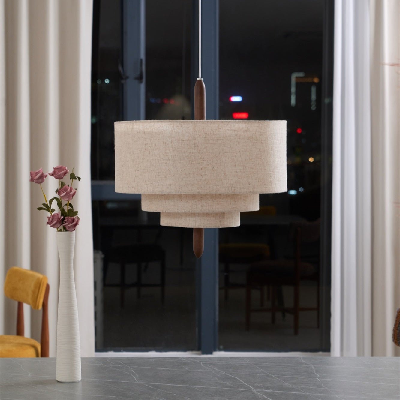 Eldorora Elegante Wellenleiter Holz Stoff Pendelleuchte-Letslighting