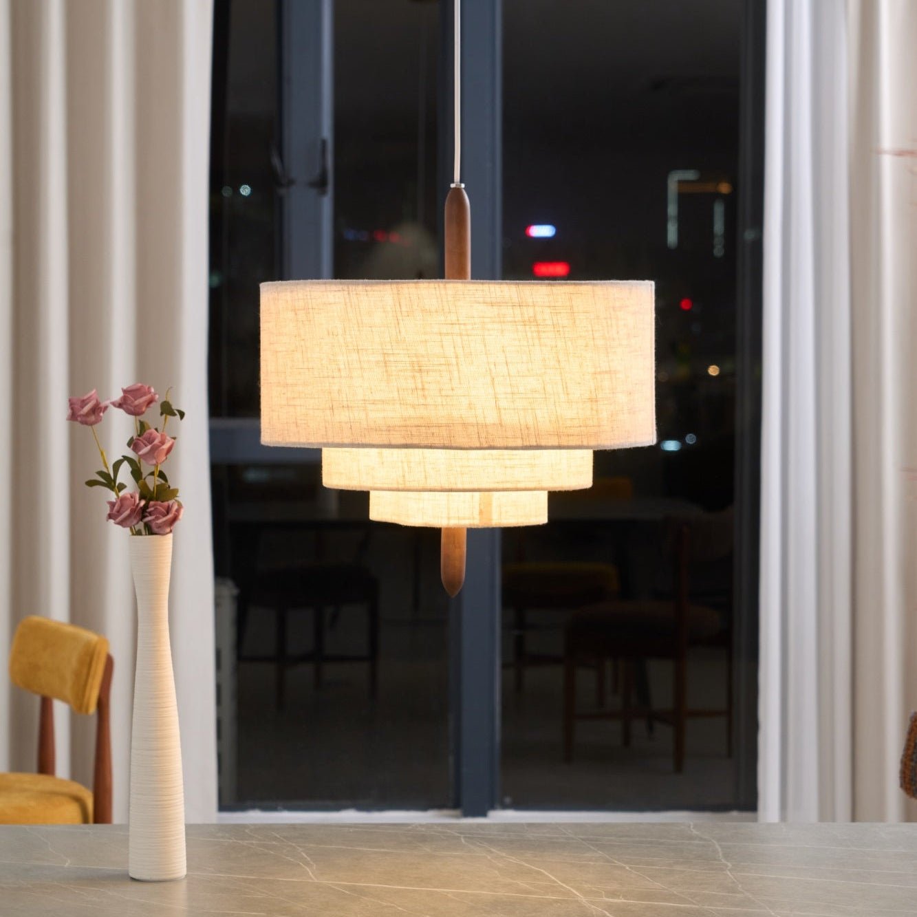 Eldorora Elegante Wellenleiter Holz Stoff Pendelleuchte-Letslighting
