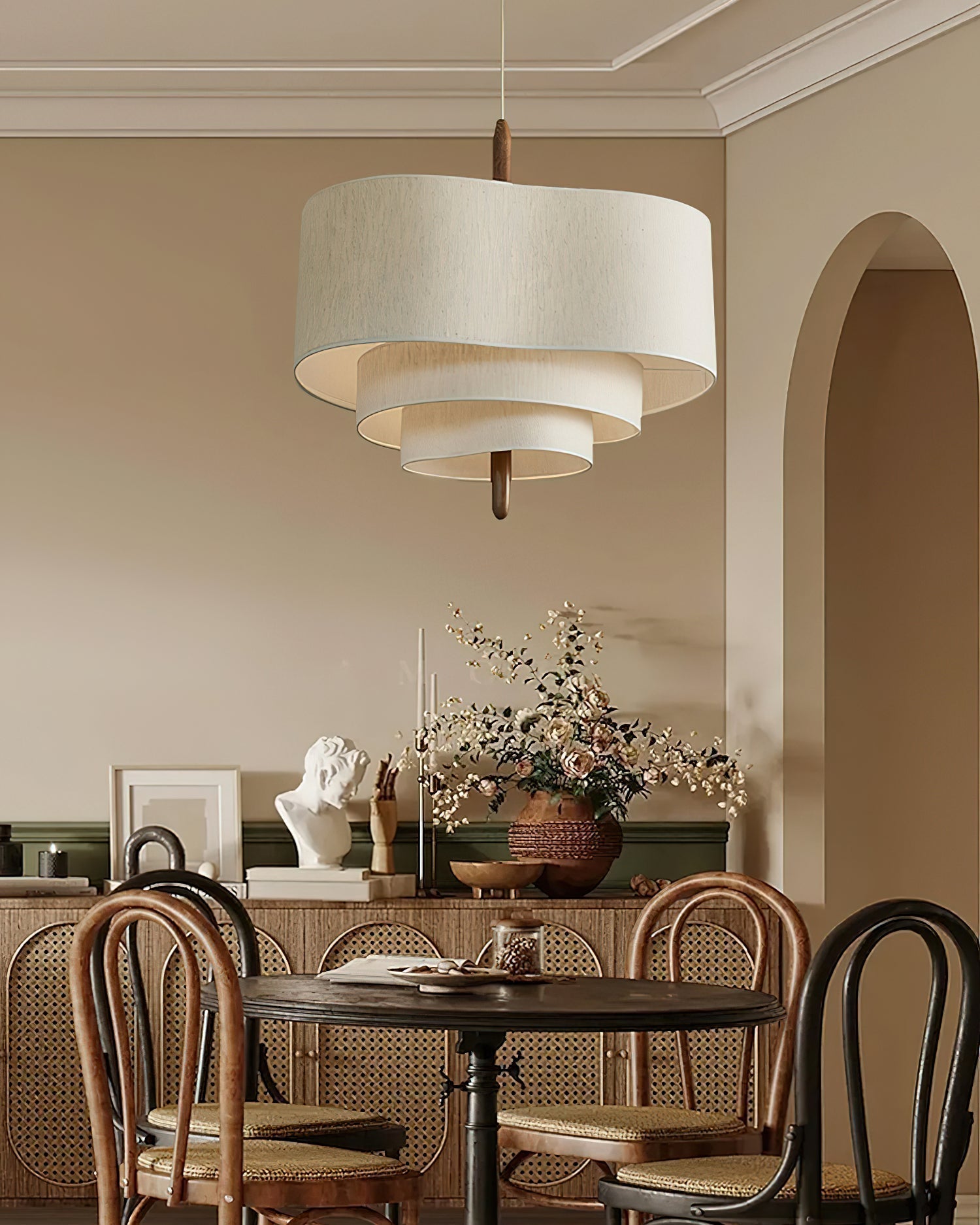 Eldorora Elegante Wellenleiter Holz Stoff Pendelleuchte-Letslighting
