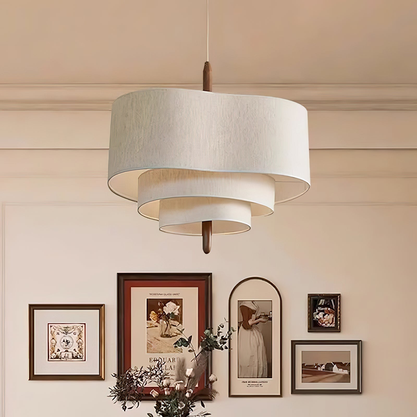 Eldorora Elegante Wellenleiter Holz Stoff Pendelleuchte-Letslighting