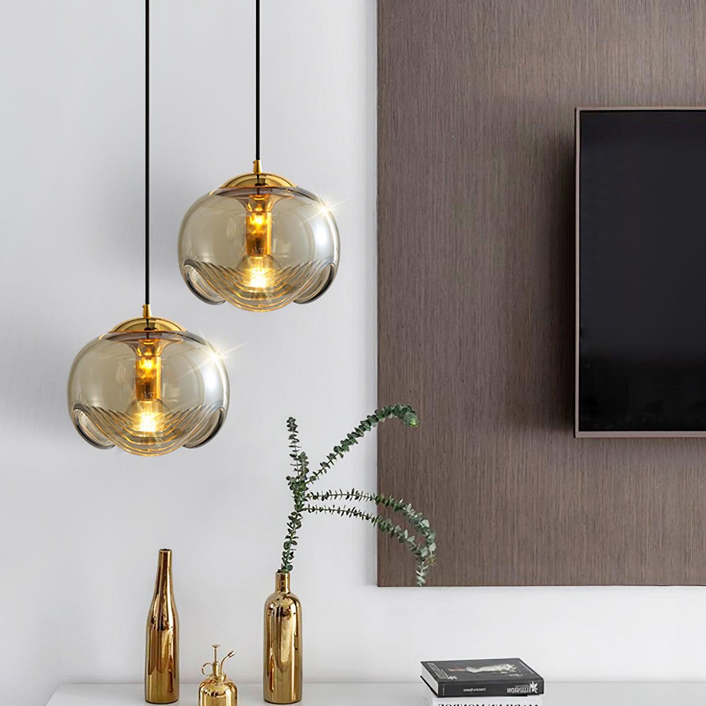 Solara Pendelleuchte Glas Welle Mid-Century Vintage-Letslighting