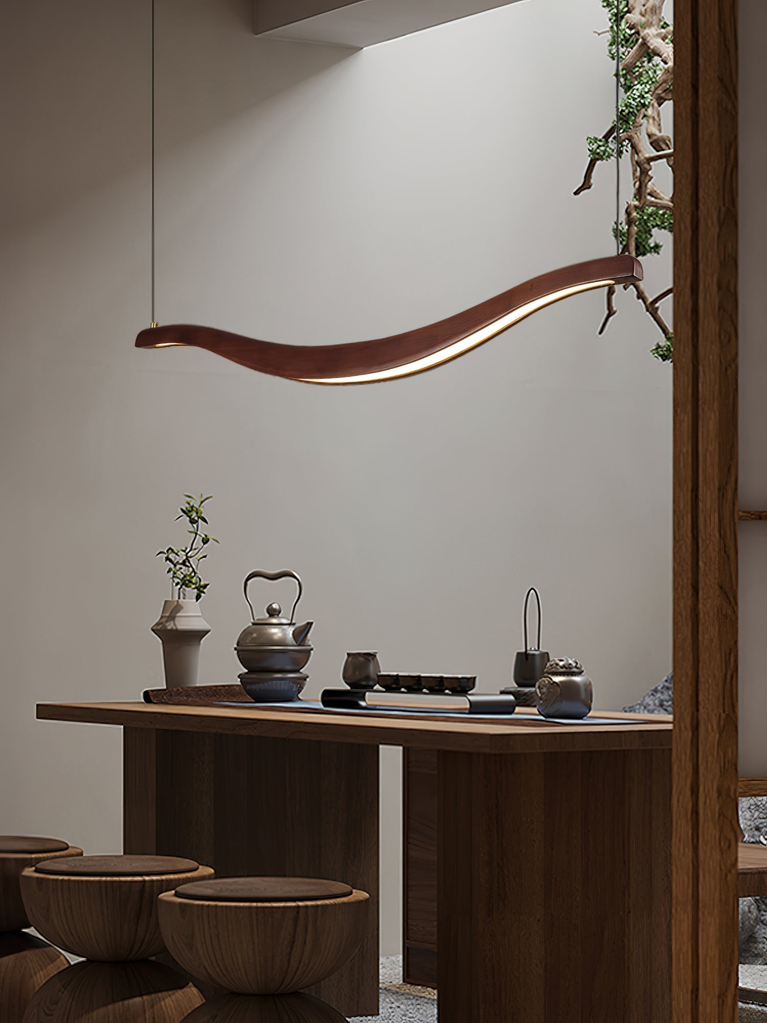 Lustra Kronleuchter Holz Wellenform Elegant-Letslighting