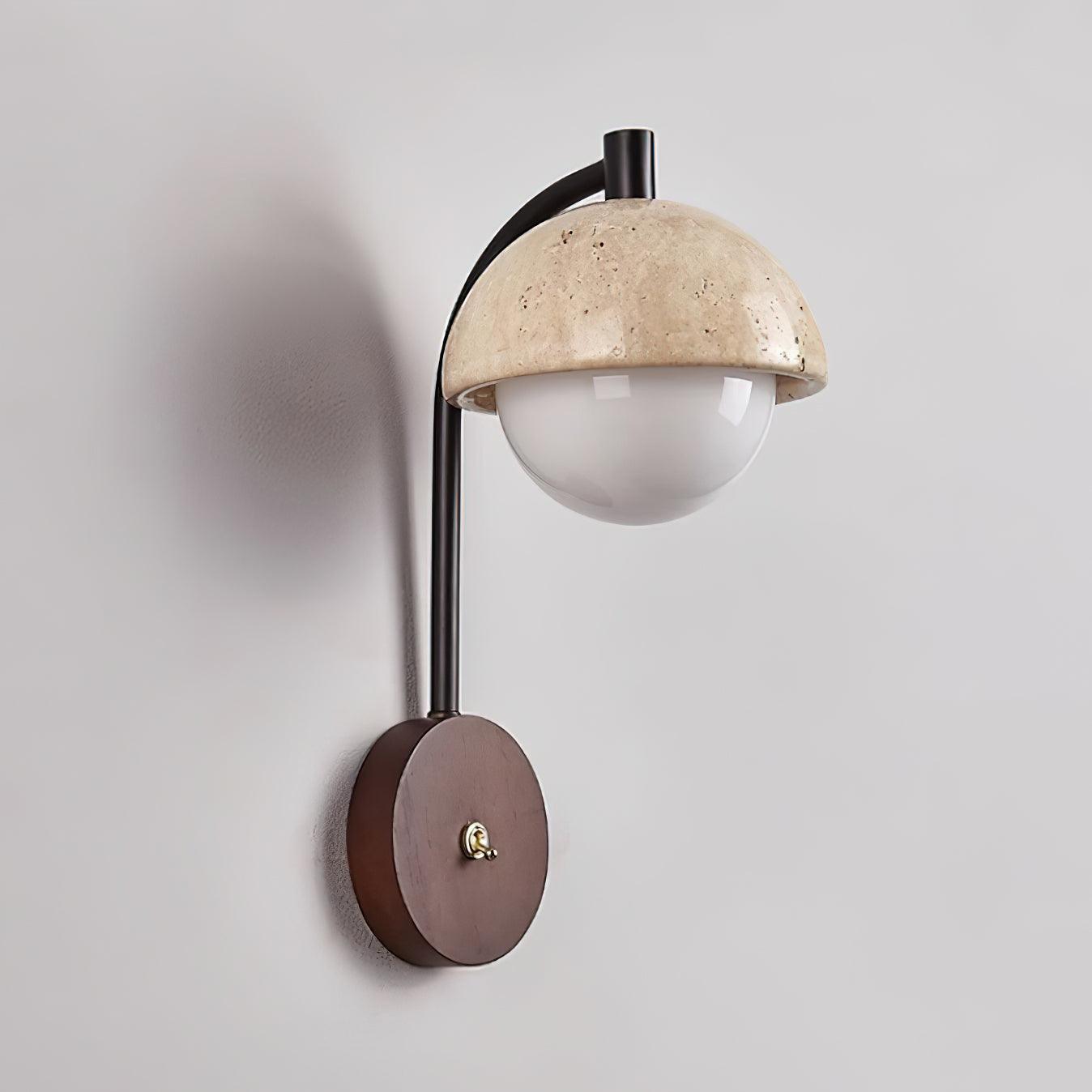 Ritta Wall Lamp Travertine Wood Dome - Letslighting