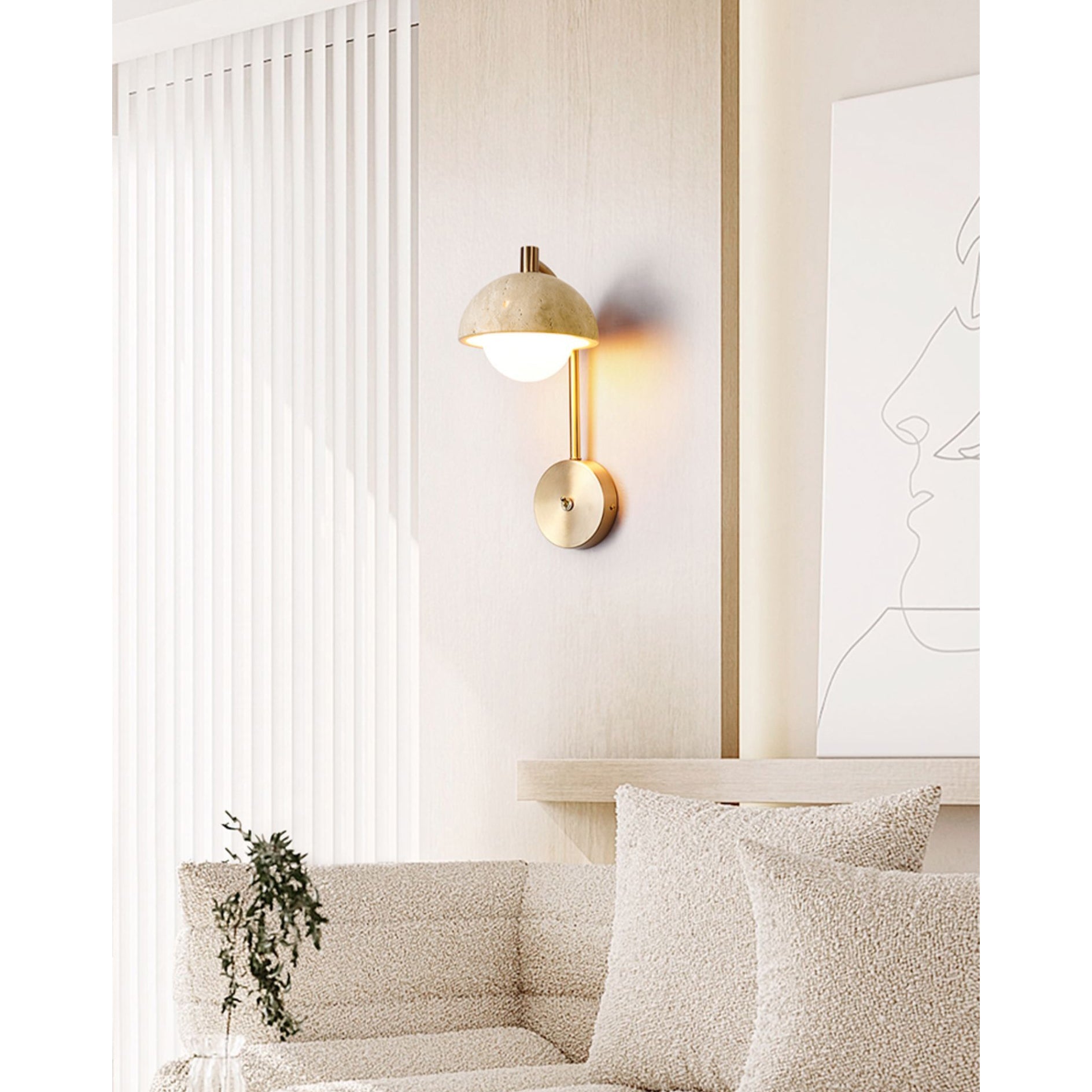 Civarir Modern Minimalist Beige Travertine Wall Lamp - Letslighting