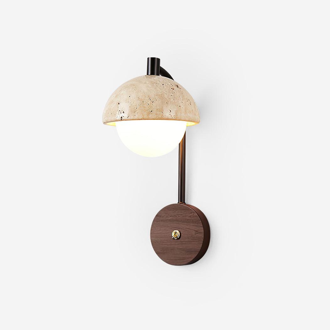 Ritta Wall Lamp Travertine Wood Dome - Letslighting
