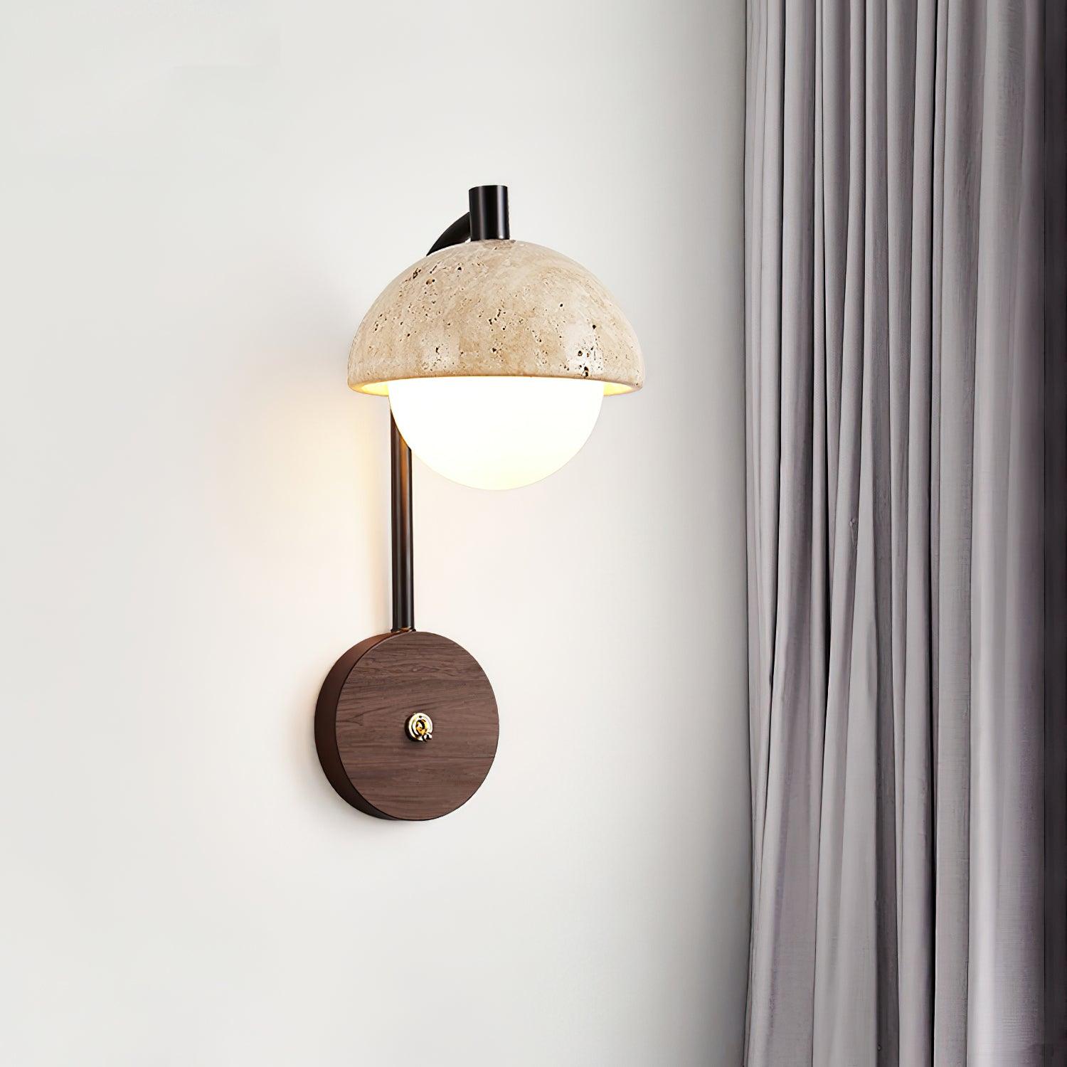 Ritta Wall Lamp Travertine Wood Dome - Letslighting