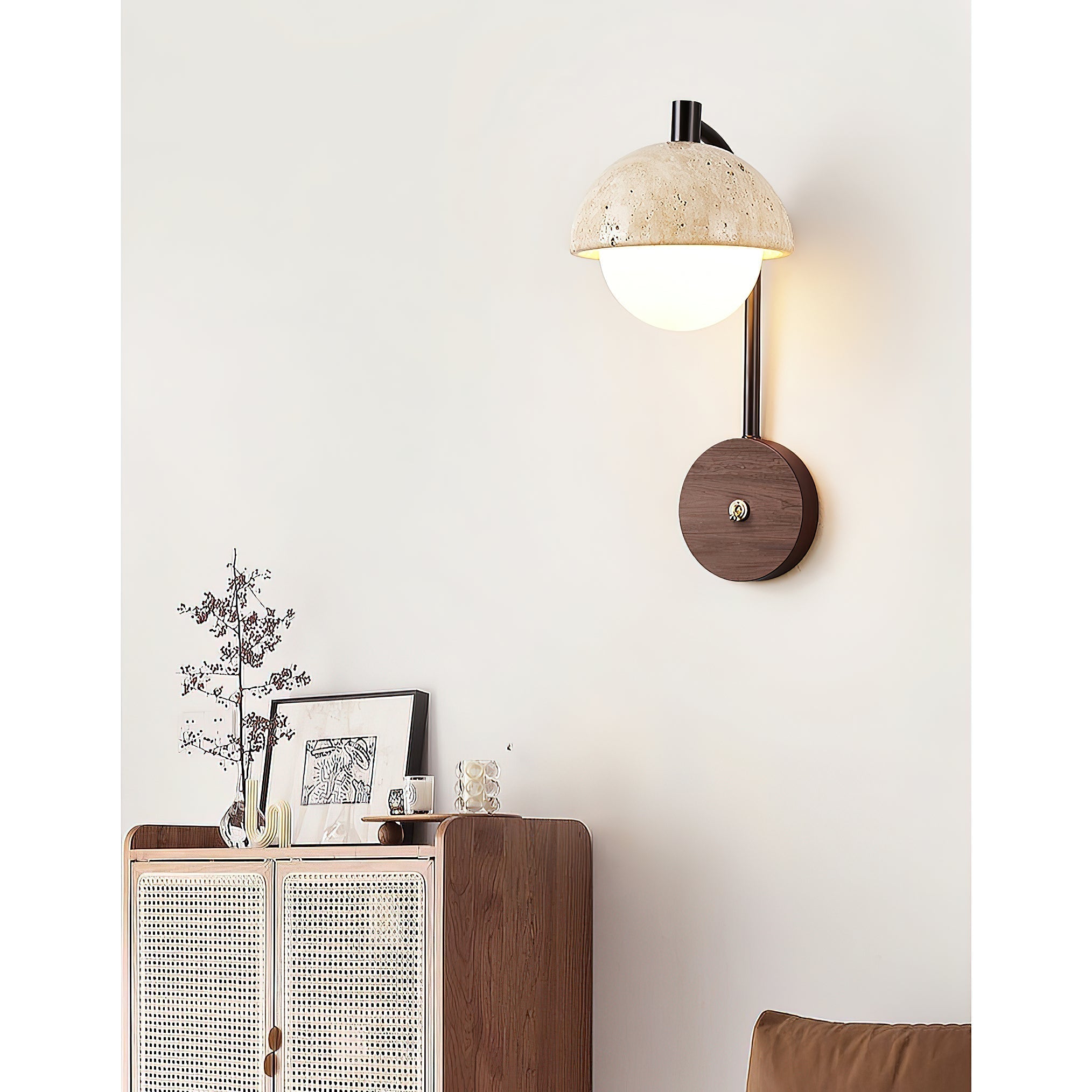Civarir Modern Minimalist Beige Travertine Wall Lamp - Letslighting