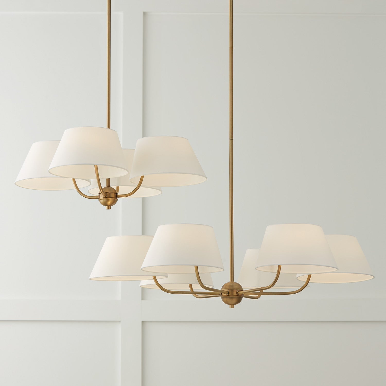 Arcara Vintage Industrieller Messing Stoff-Kronleuchter-Letslighting